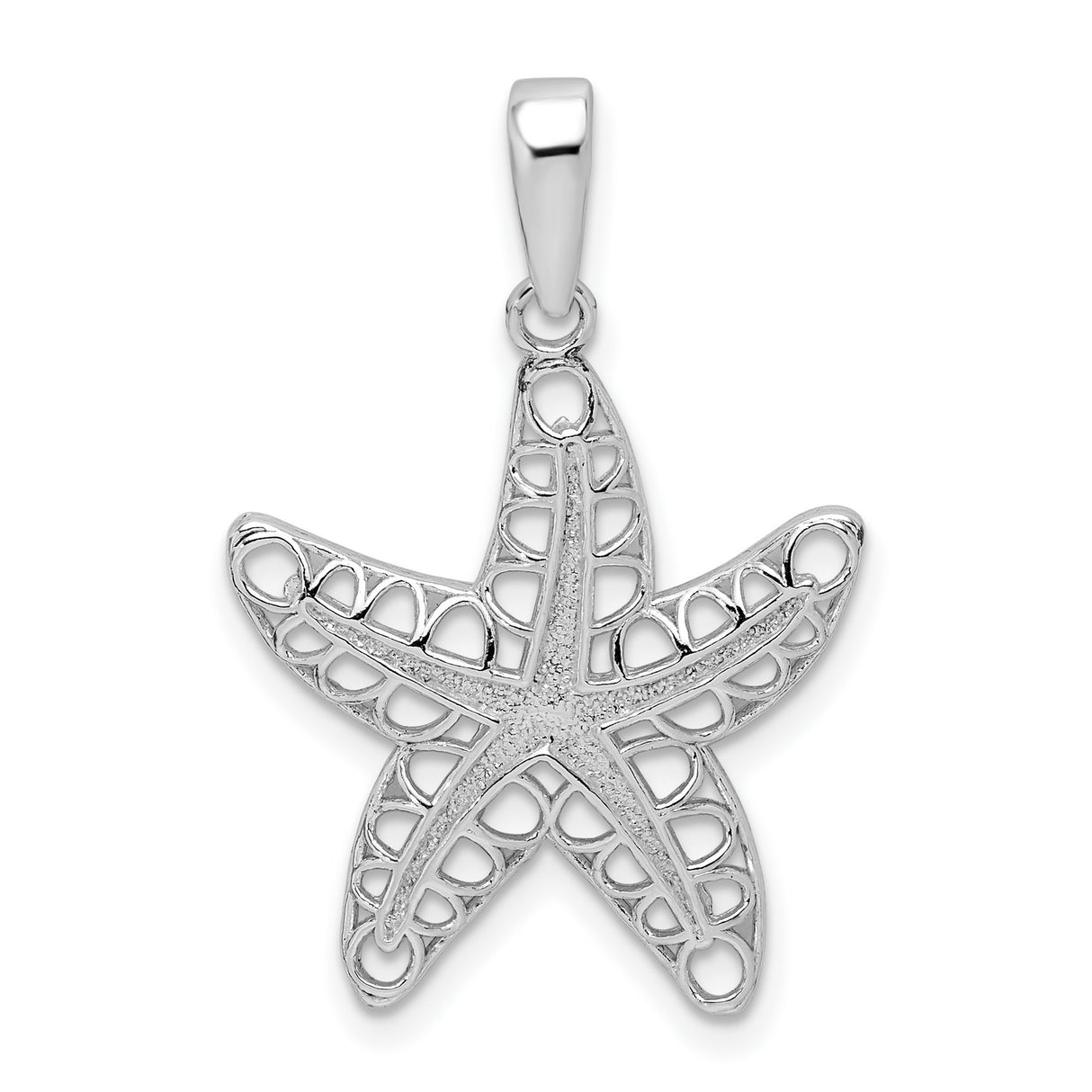 Sterling Silver Starfish Pendant with Openwork Filigree Design, Nautical Coastal Jewelry