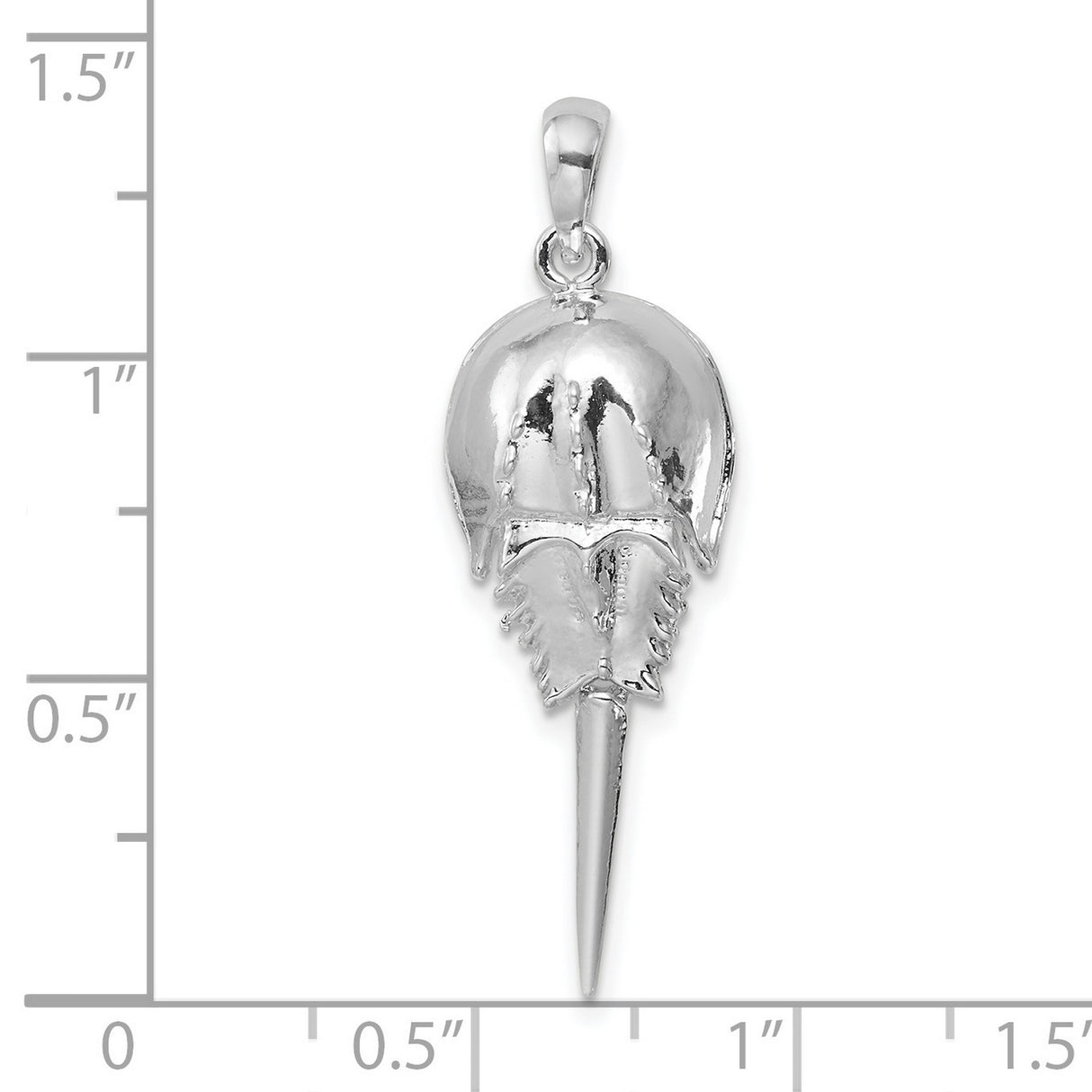 Sterling Silver Horseshoe Crab Pendant with Movable Tail, Marine Life Jewelry for Men or Women