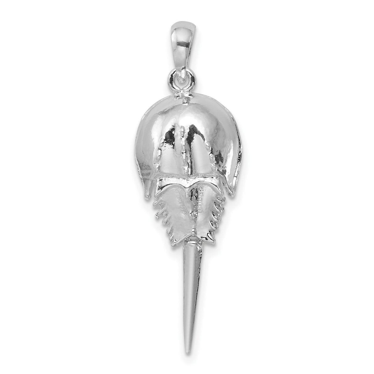 Sterling Silver Horseshoe Crab Pendant with Movable Tail, Marine Life Jewelry for Men or Women