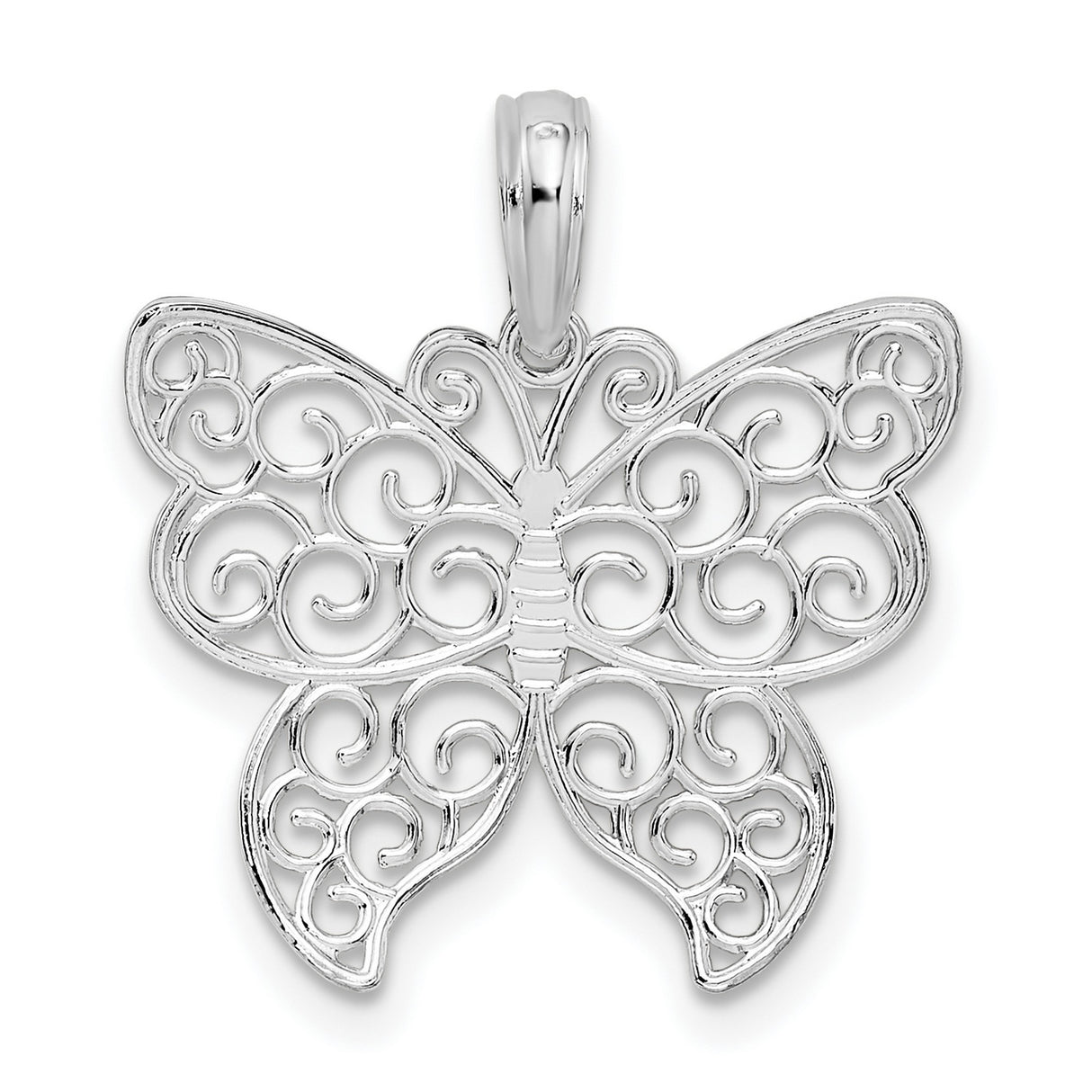 Sterling Silver Butterfly Pendant with Filigree Detailing, Nature Jewelry for Women