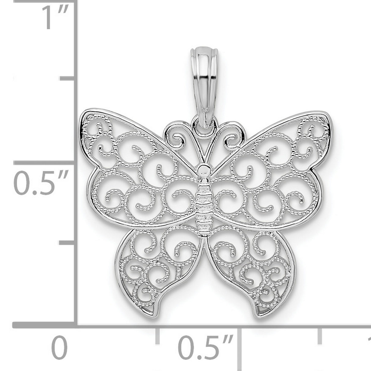 Sterling Silver Butterfly Pendant with Filigree Detailing, Nature Jewelry for Women