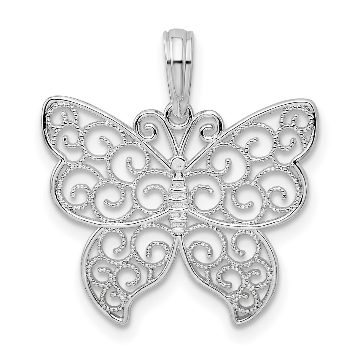 Sterling Silver Butterfly Pendant with Filigree Detailing, Nature Jewelry for Women