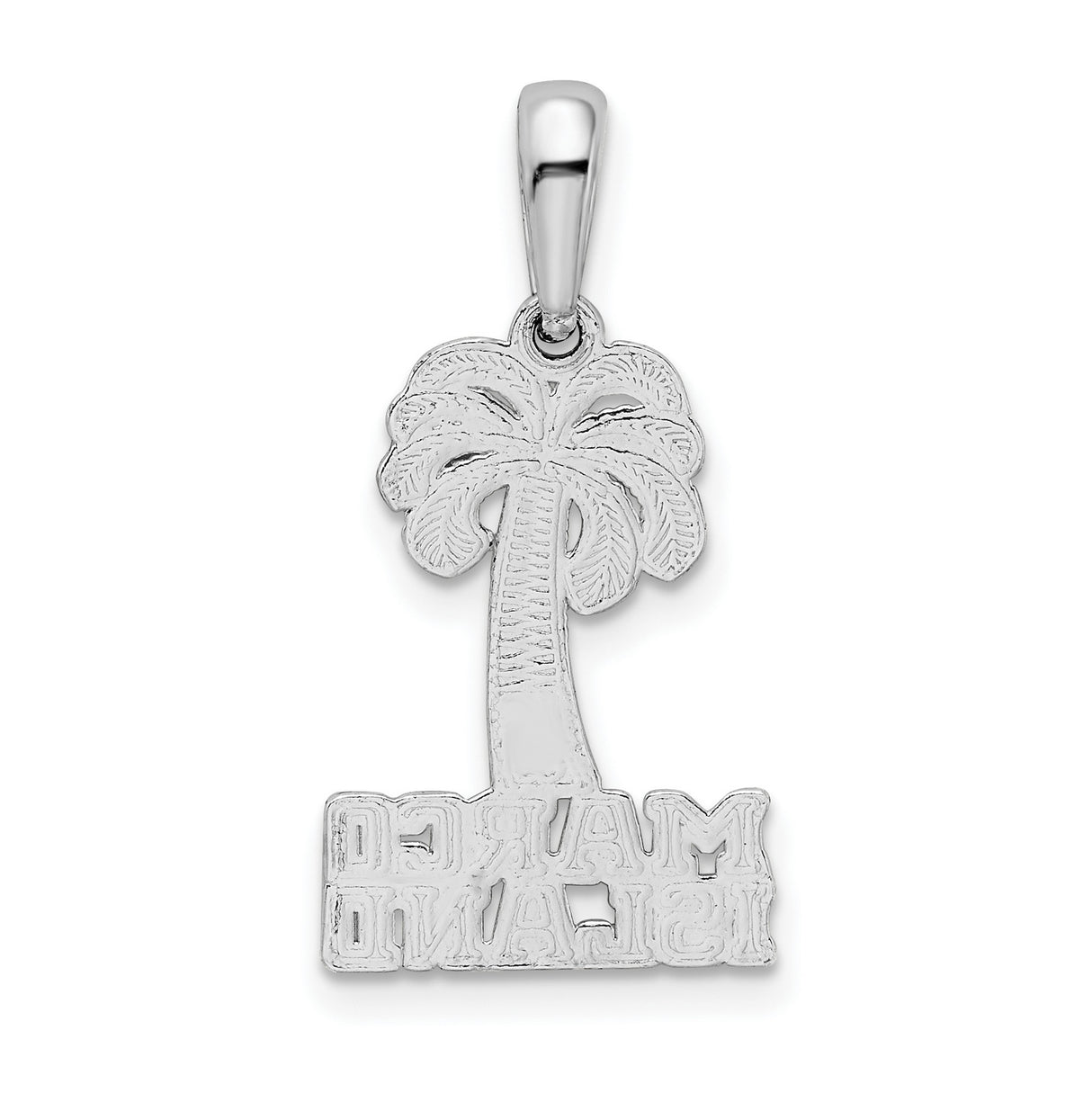 Sterling Silver Palm Tree Pendant with Marco Island Engraving, Tropical Vacation Charm