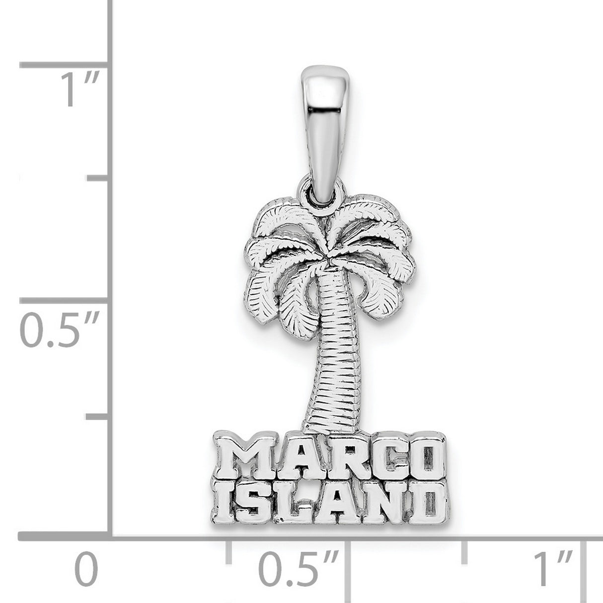 Sterling Silver Palm Tree Pendant with Marco Island Engraving, Tropical Vacation Charm