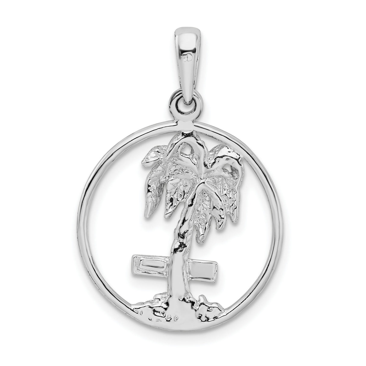 Sterling Silver Palm Tree Pendant with Marco Is Engraving, Tropical Beach Charm