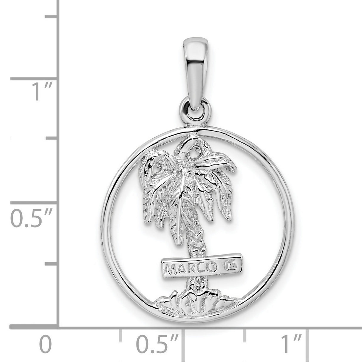Sterling Silver Palm Tree Pendant with Marco Is Engraving, Tropical Beach Charm