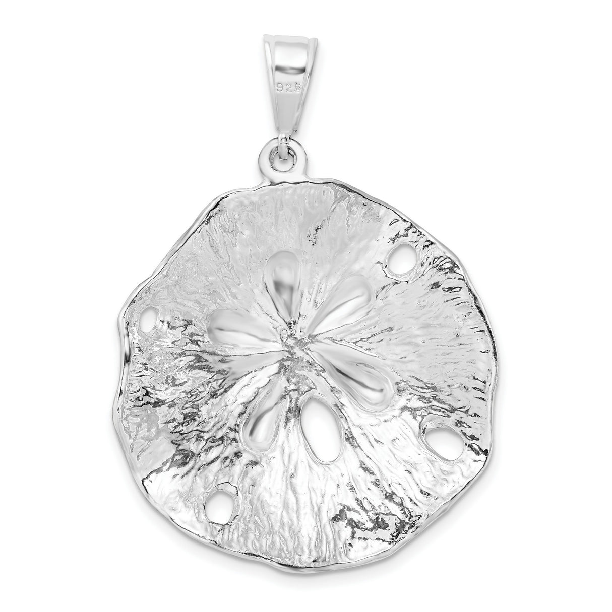 Sterling Silver Sand Dollar Pendant with Cutout Ocean Design and Coastal Motifs