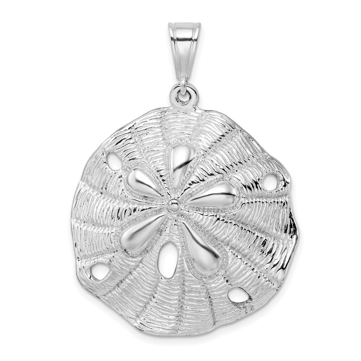 Sterling Silver Sand Dollar Pendant with Cutout Ocean Design and Coastal Motifs