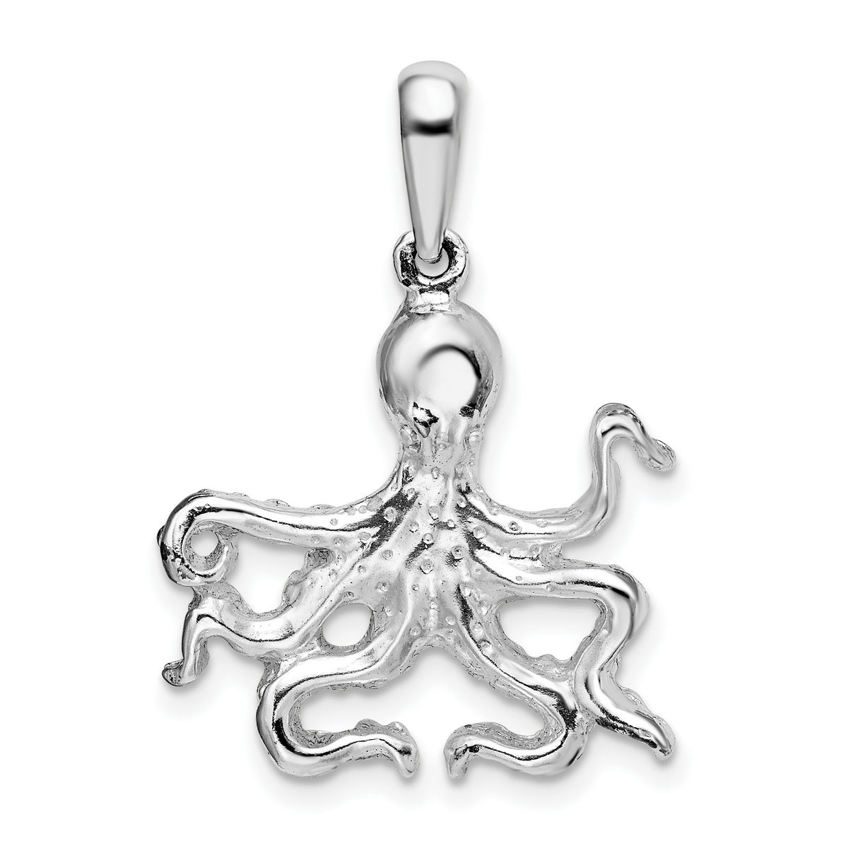 Sterling Silver Octopus Pendant, Detailed Tentacle Design, Ocean-Inspired Nautical Jewelry