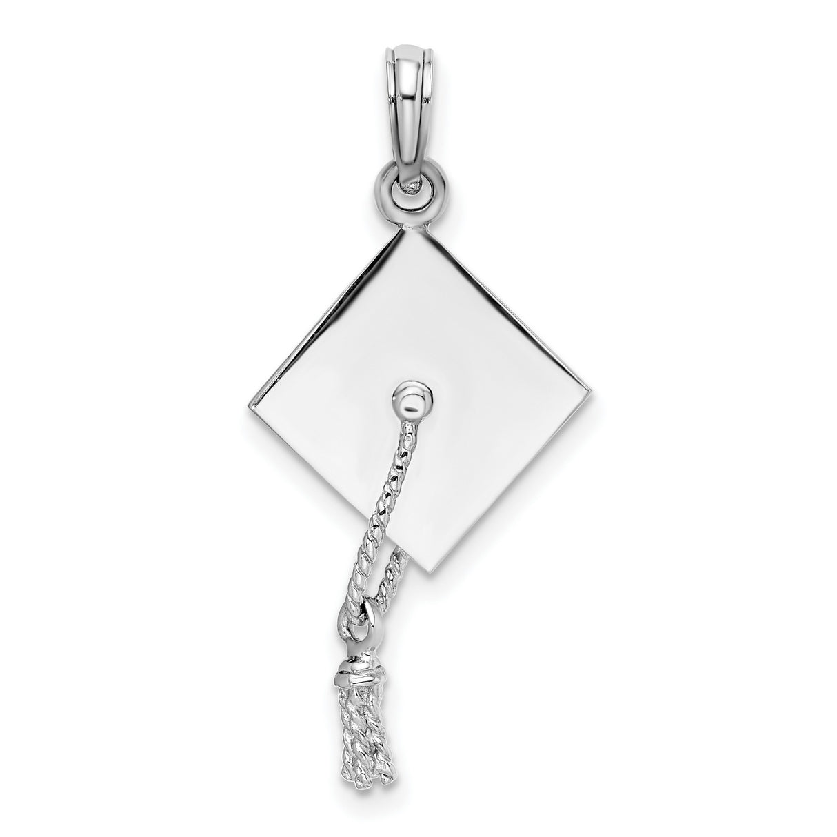Sterling Silver Graduation Cap Pendant with Moveable Tassel, 3D Academic Charm
