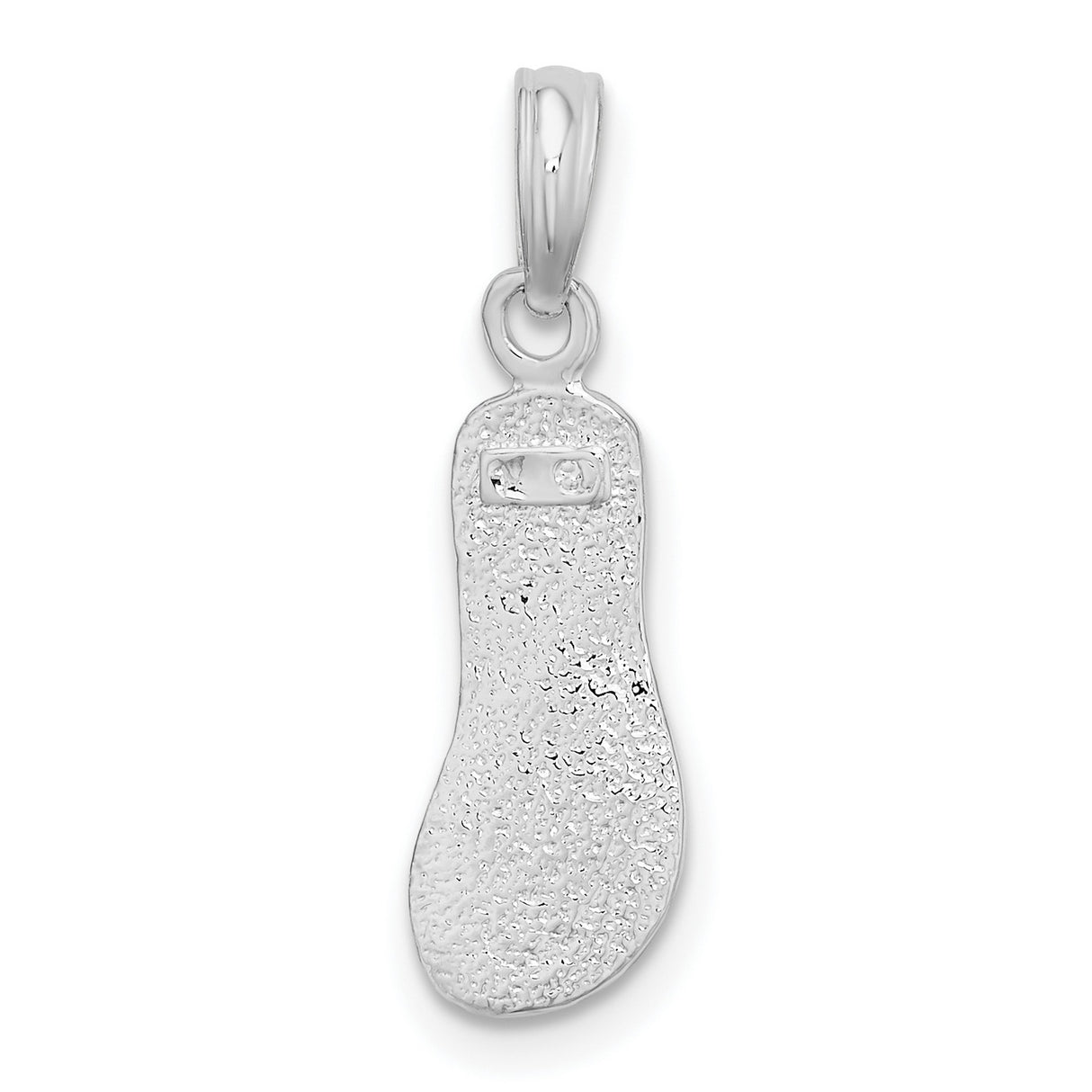 Sterling Silver Flip Flop Pendant, Textured Sandal Charm, Beach Vacation Jewelry for Women
