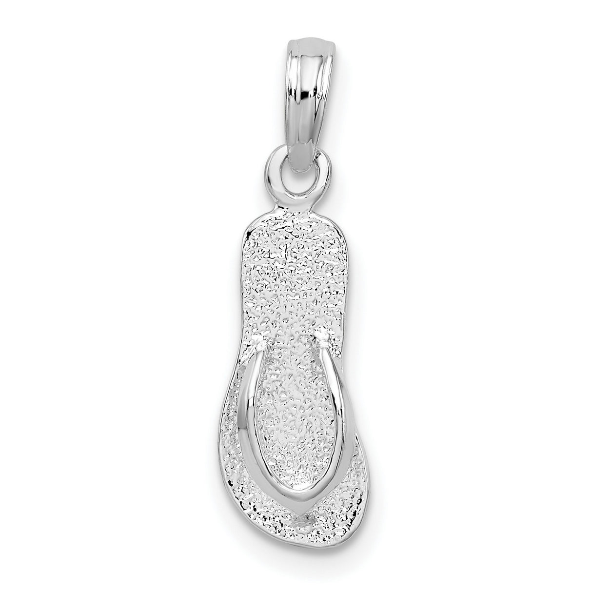 Sterling Silver Flip Flop Pendant, Textured Sandal Charm, Beach Vacation Jewelry for Women