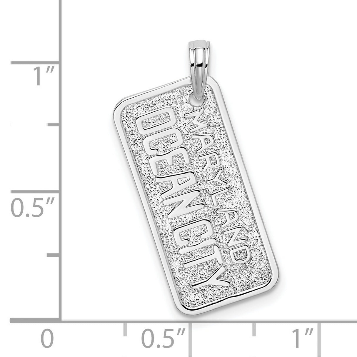 Sterling Silver Rectangular Pendant with Embossed Ocean City Maryland Text