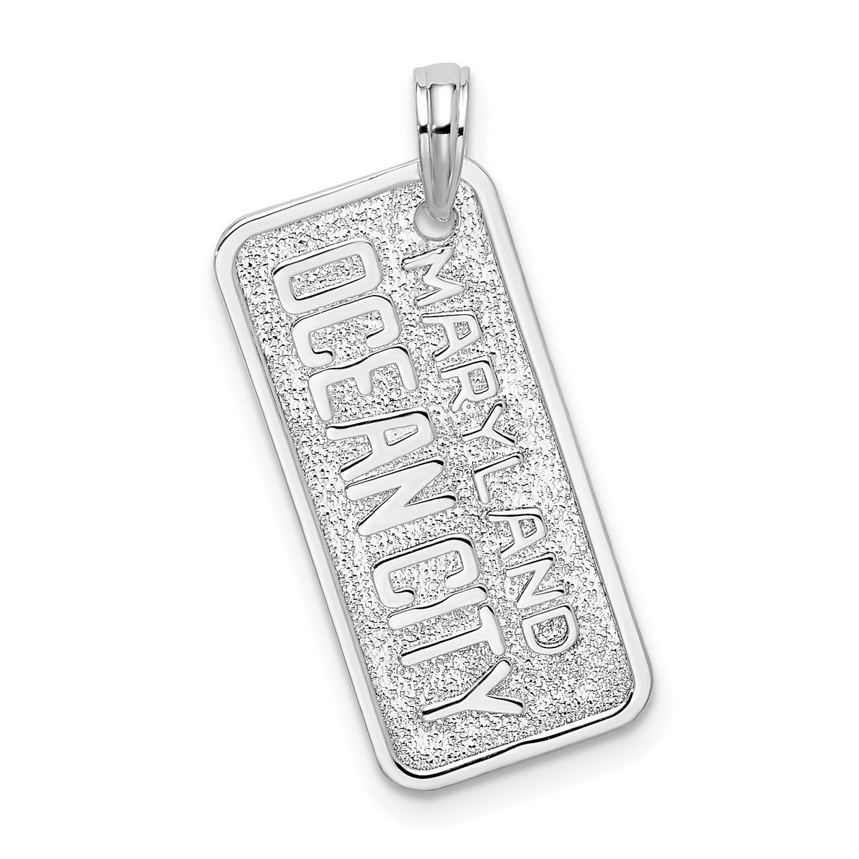 Sterling Silver Rectangular Pendant with Embossed Ocean City Maryland Text