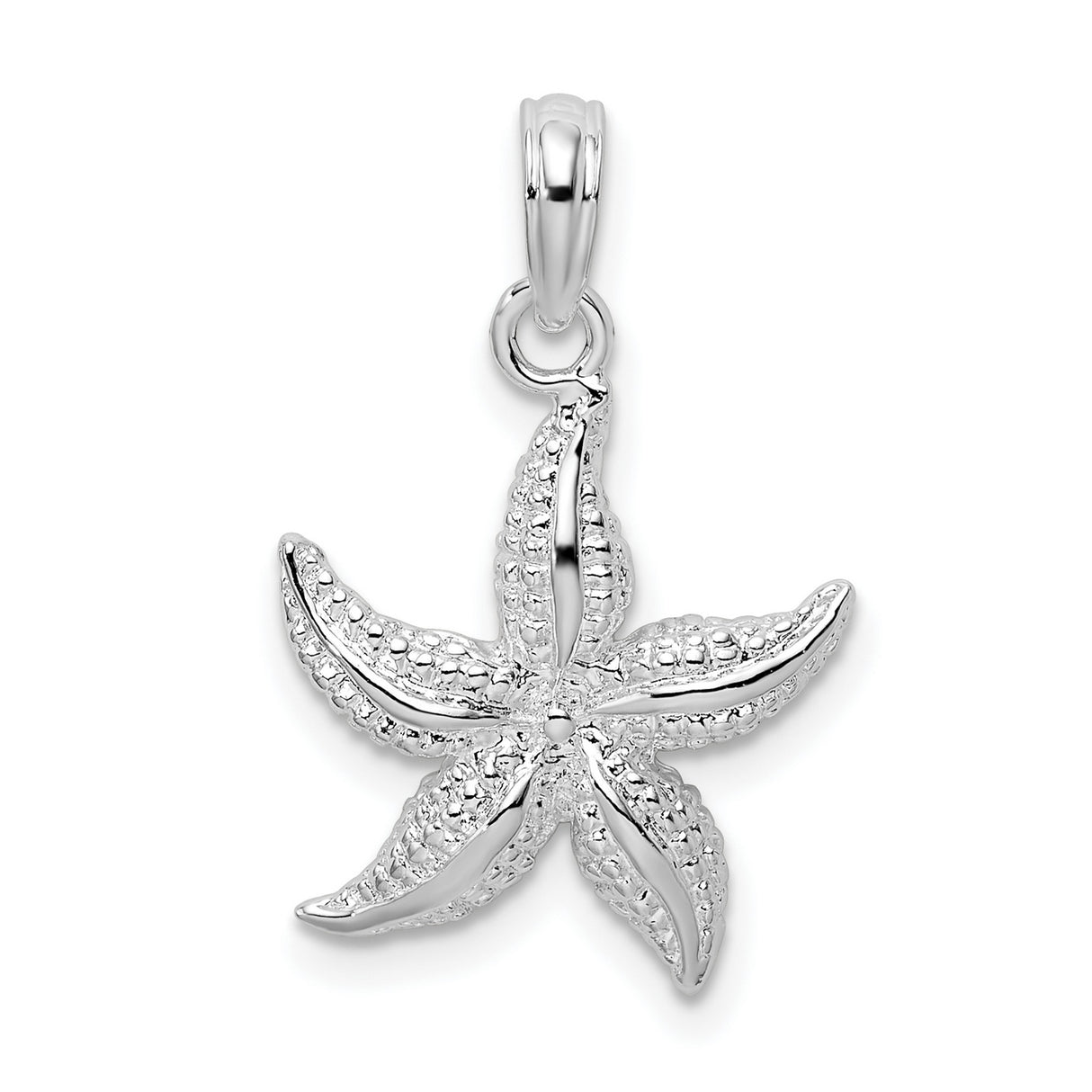 Sterling Silver Starfish Pendant, Textured Nautical Sea Life Charm, Coastal Beach Jewelry
