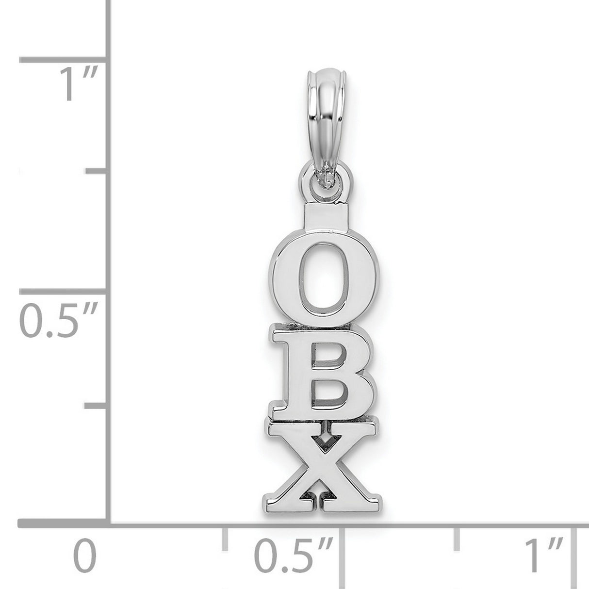 Polished Vertical OBX Charm Pendant in Real 925 Sterling Silver