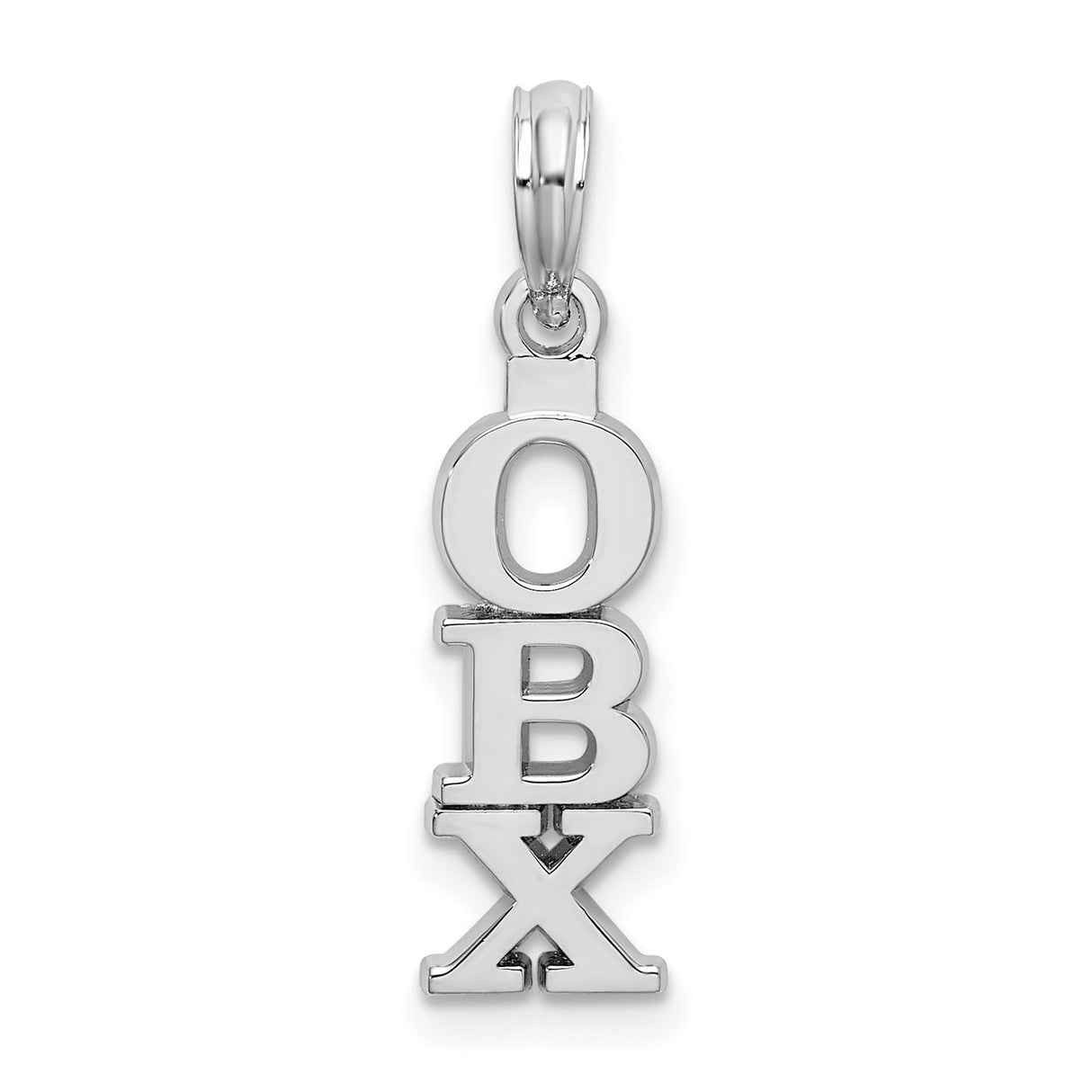 Polished Vertical OBX Charm Pendant in Real 925 Sterling Silver