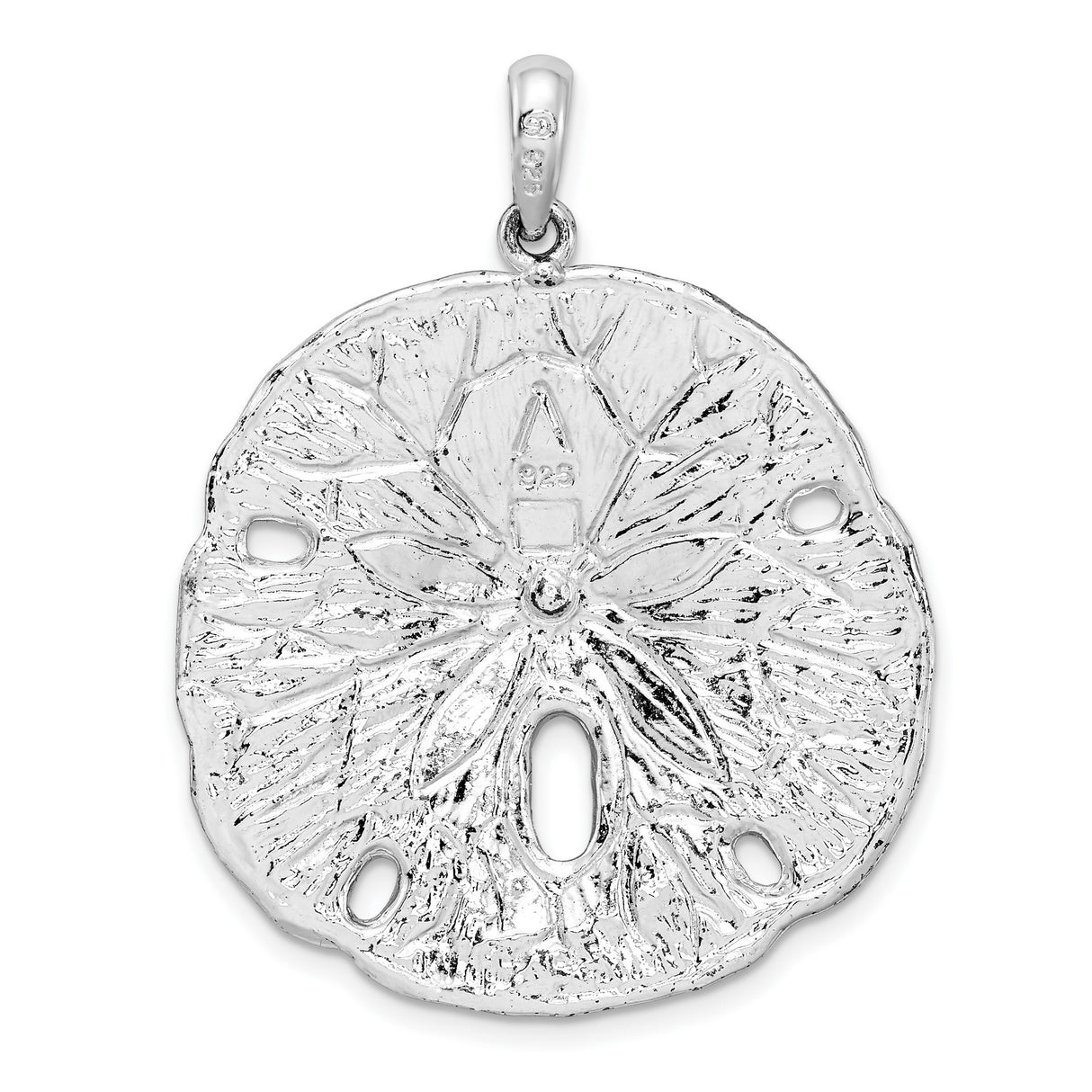 Sterling Silver Sand Dollar Pendant with Cutout Detailing, Nautical Ocean Theme for Women