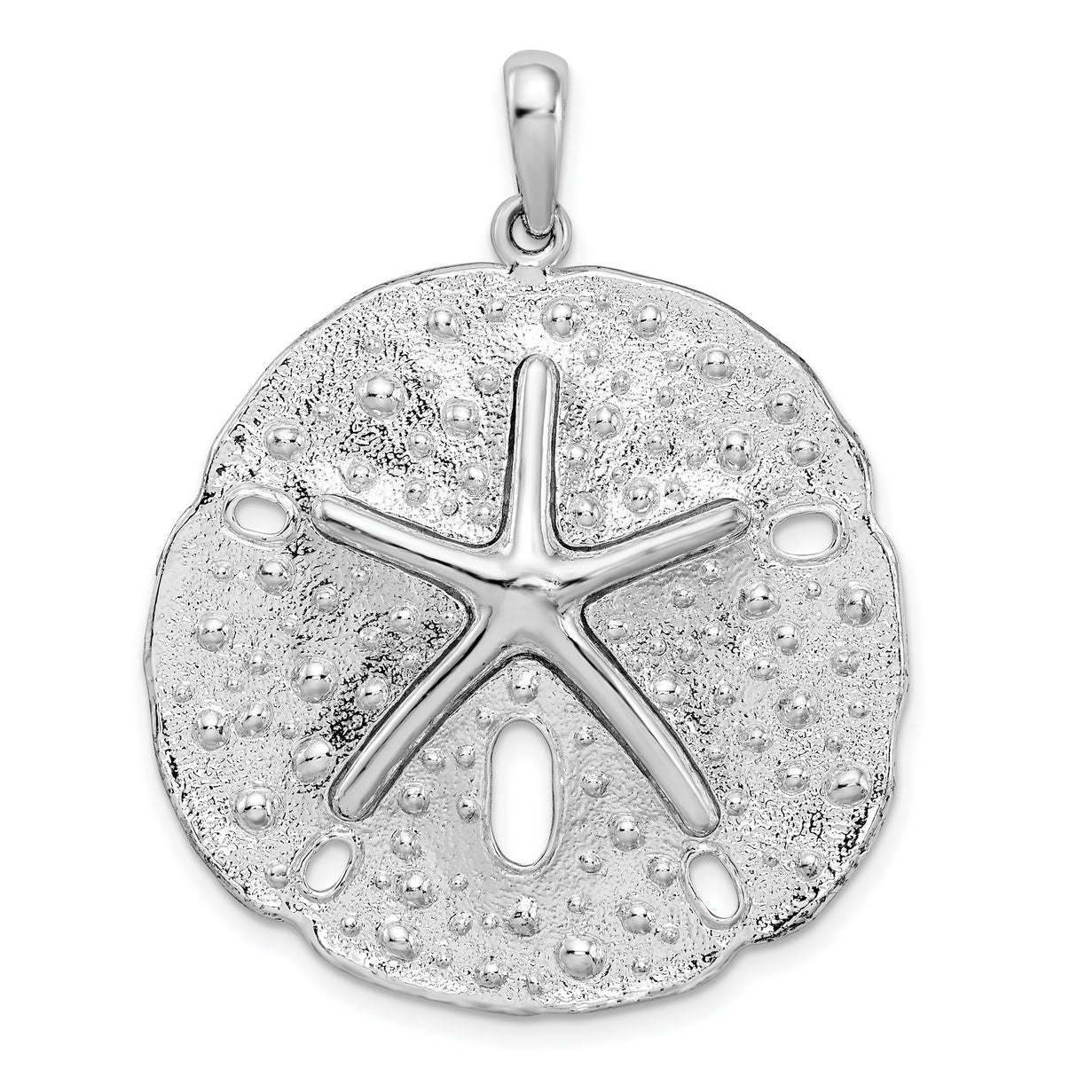 Sterling Silver Sand Dollar Pendant with Cutout Detailing, Nautical Ocean Theme for Women
