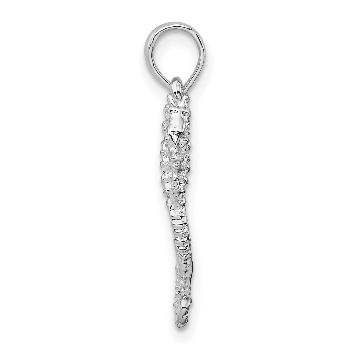 Sterling Silver Seahorse Pendant with Textured Nautical Coastal Design for Women