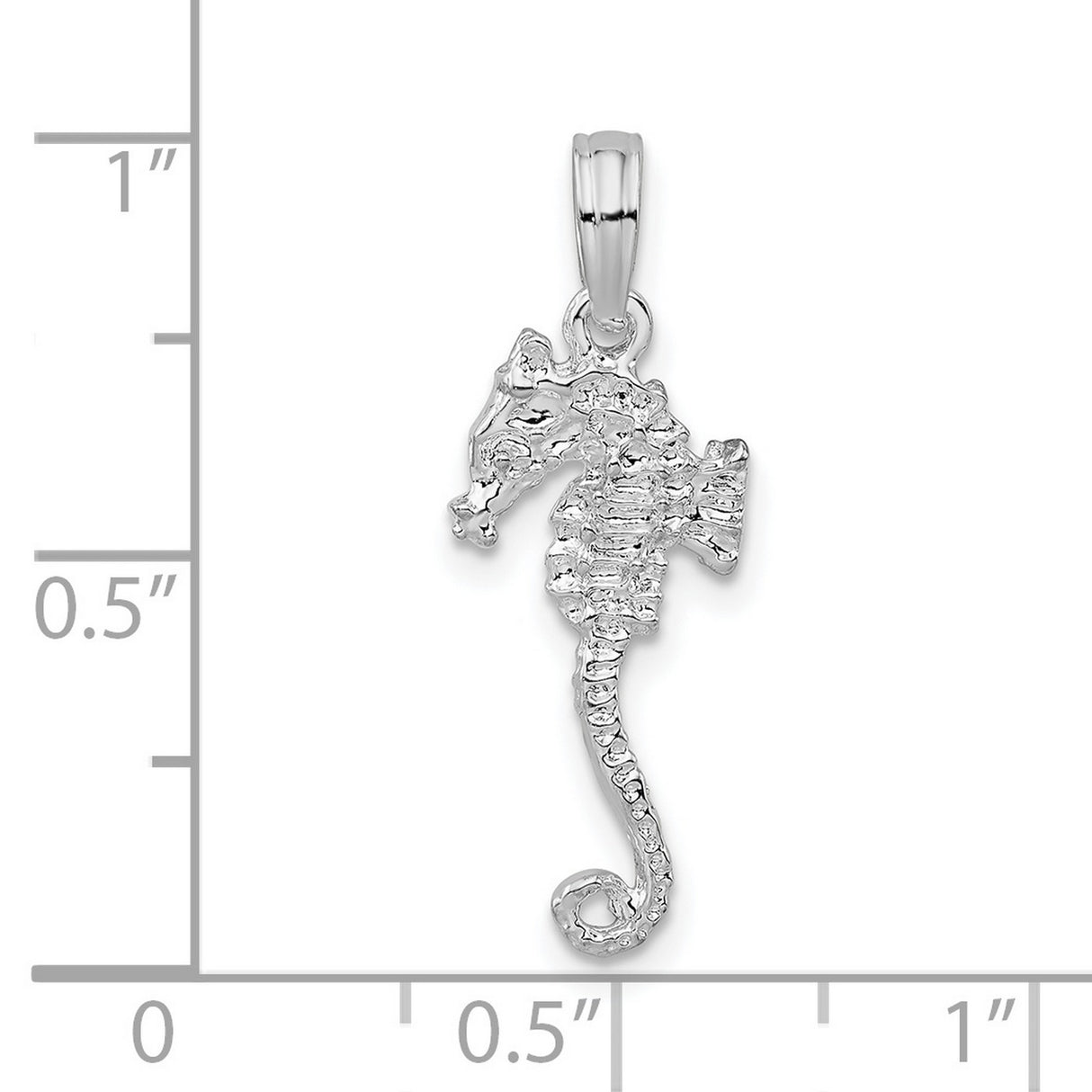Sterling Silver Seahorse Pendant with Textured Nautical Coastal Design for Women