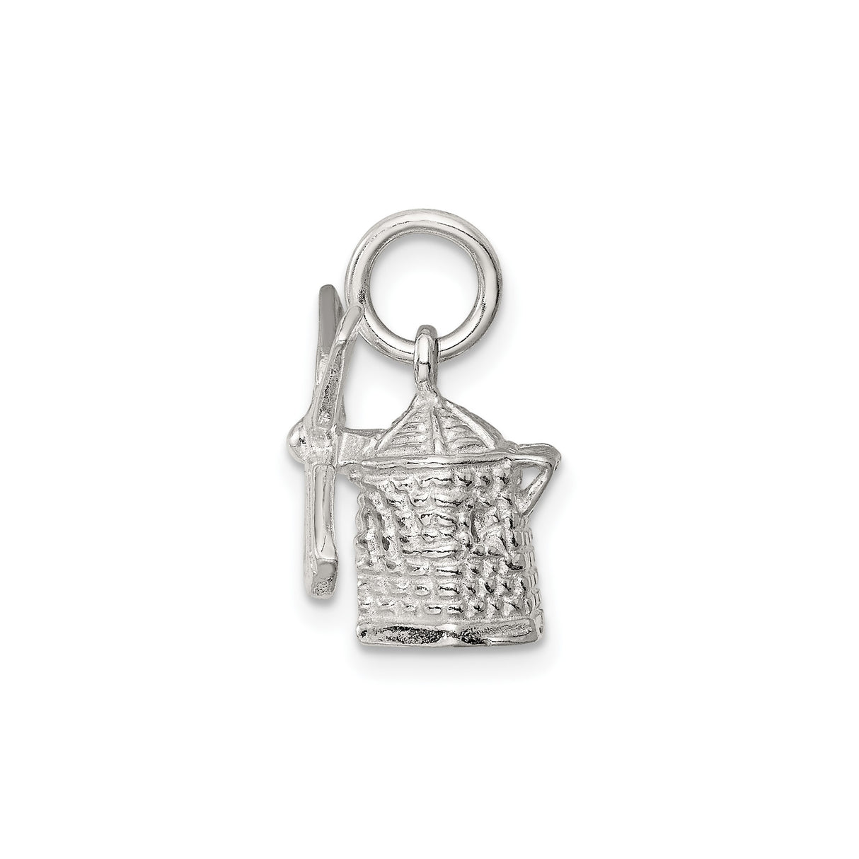 Sterling Silver Windmill Pendant with Textured Building Design, Rustic Dutch Heritage Style