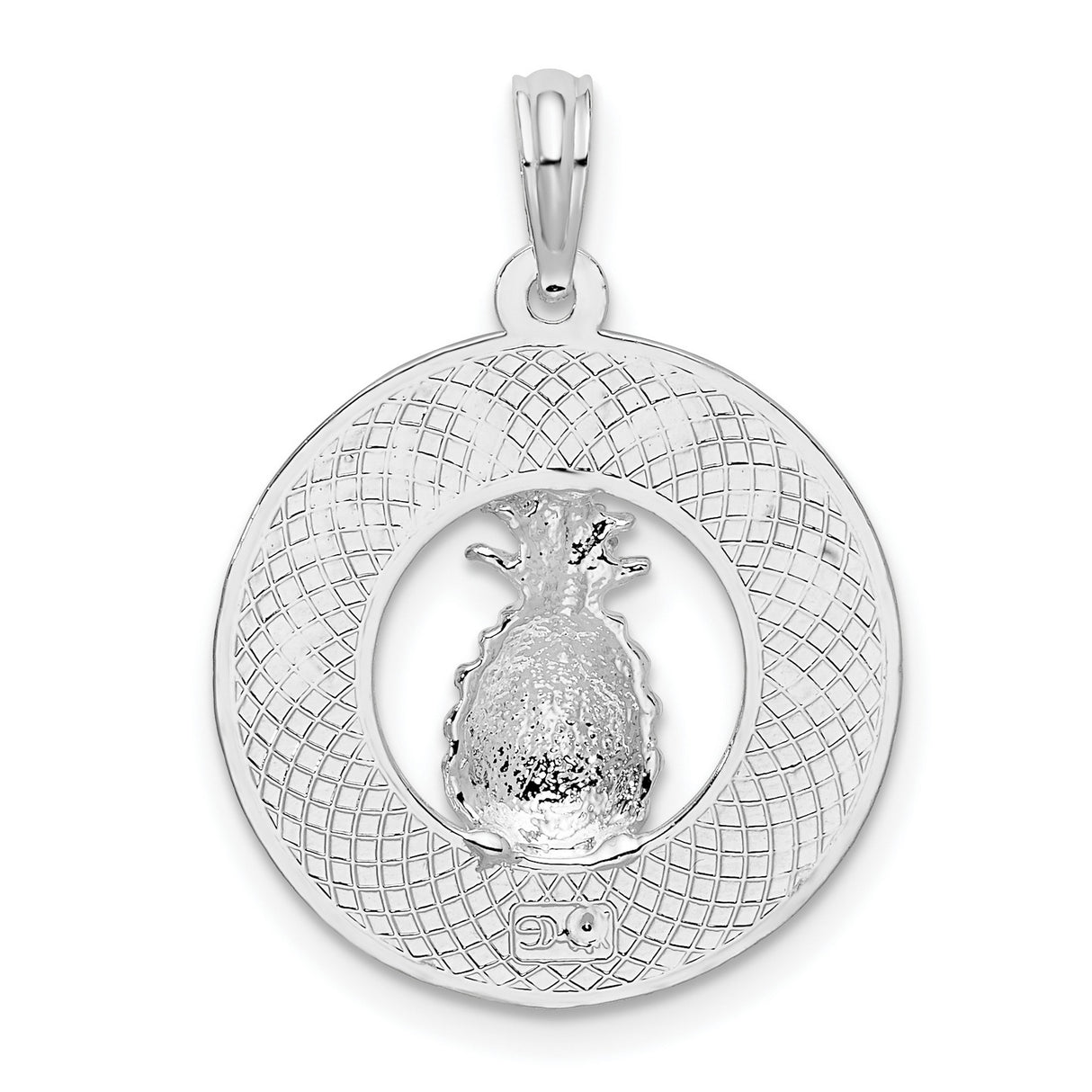 Sterling Silver Pendant with Raised Pineapple Symbol, Southern Charm Hospitality Theme Jewelry