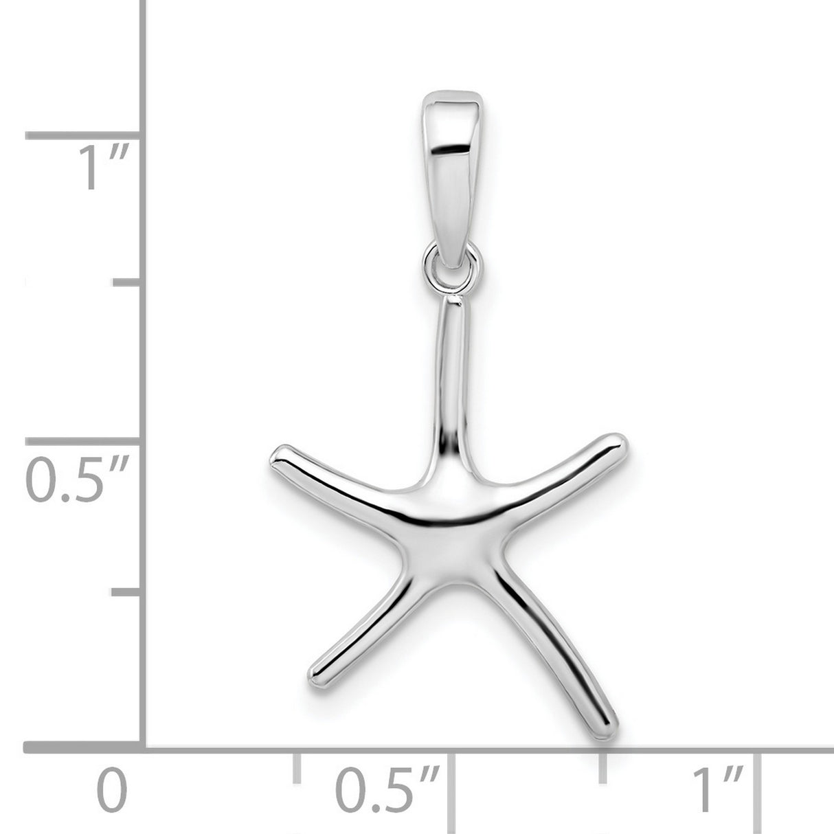 Polished Starfish Charm Pendant in Real 925 Sterling Silver