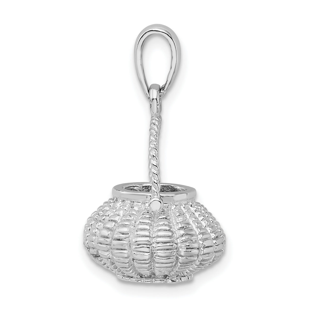 Sterling Silver Basket Charm Pendant with Woven Design, Vintage Farmhouse Style Jewelry