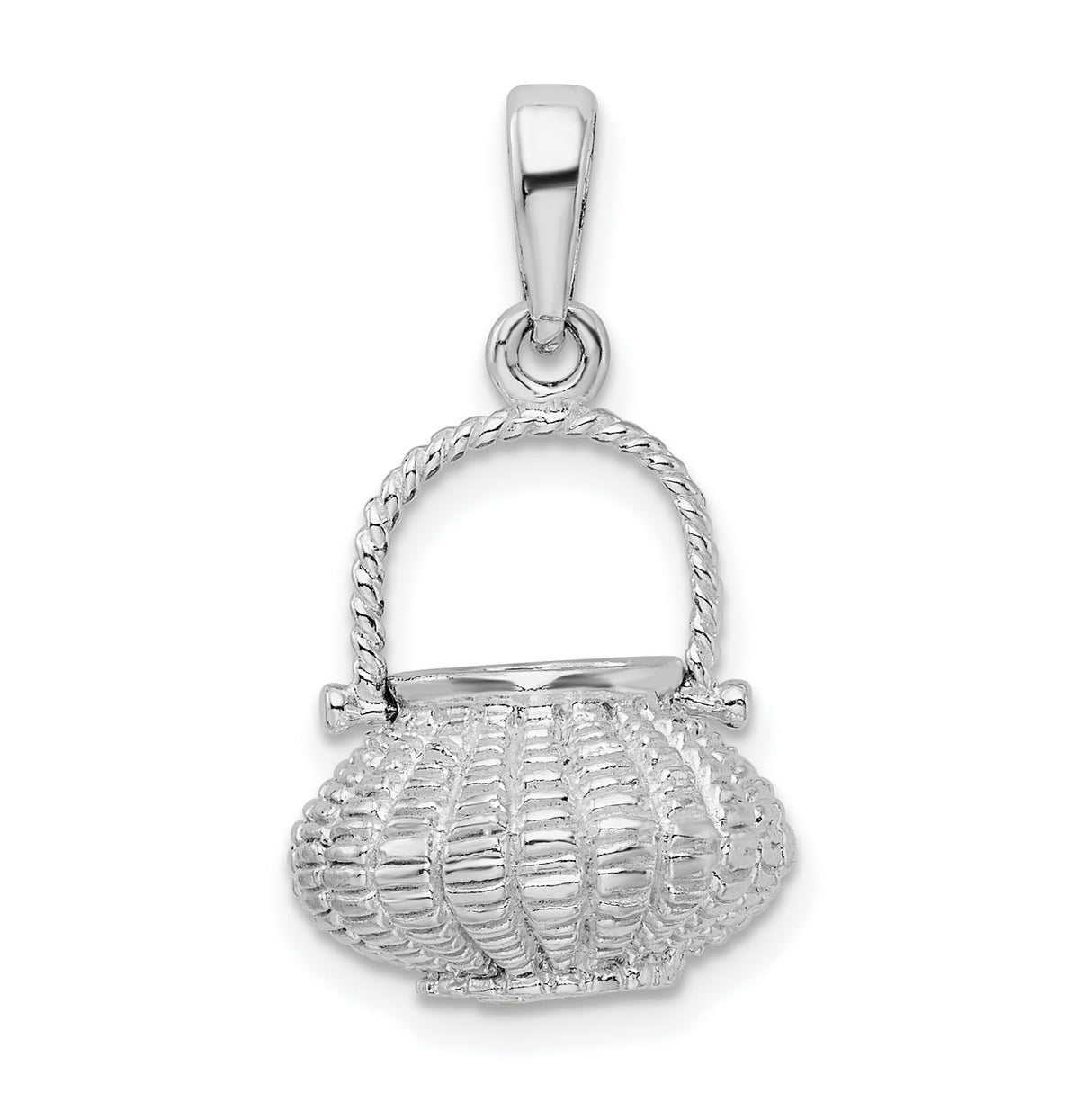 Sterling Silver Basket Charm Pendant with Woven Design, Vintage Farmhouse Style Jewelry