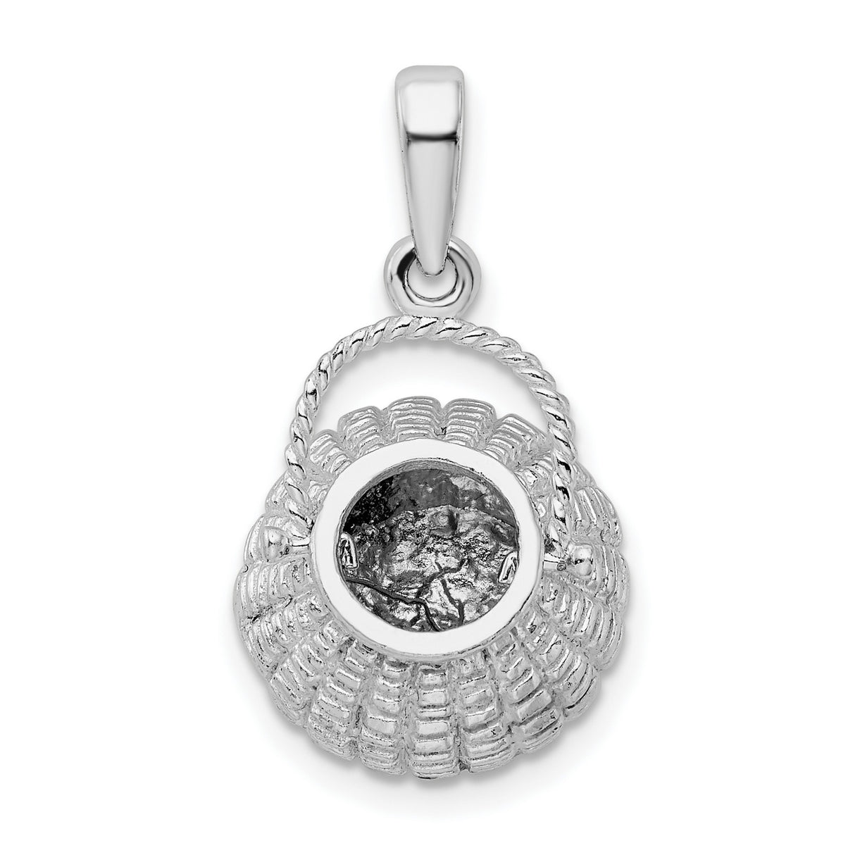 Sterling Silver Basket Charm Pendant with Woven Design, Vintage Farmhouse Style Jewelry