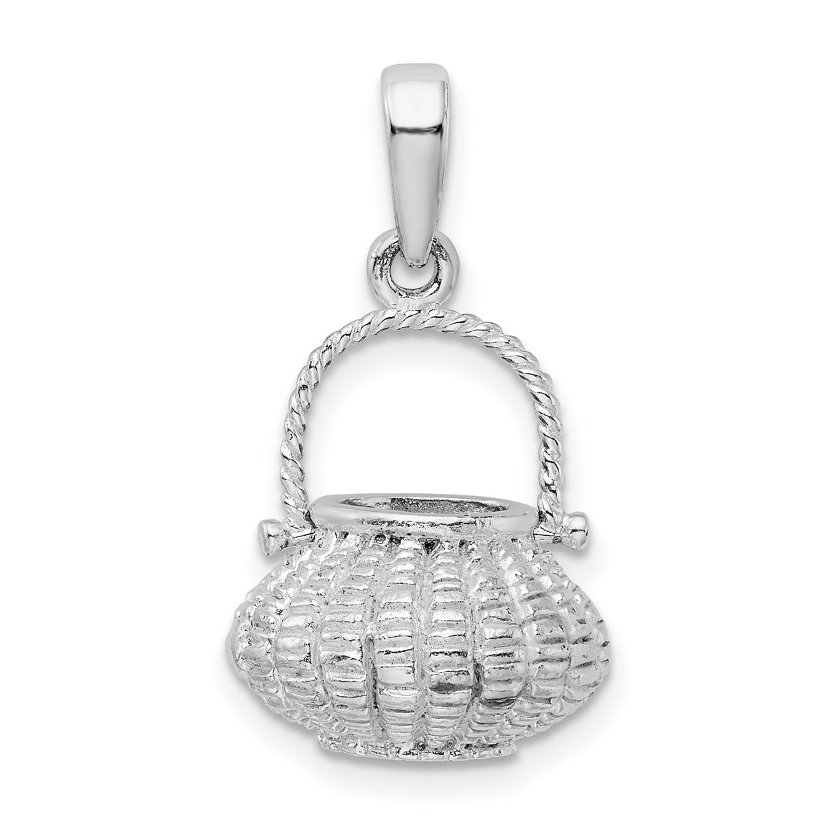 Sterling Silver Basket Charm Pendant with Woven Design, Vintage Farmhouse Style Jewelry