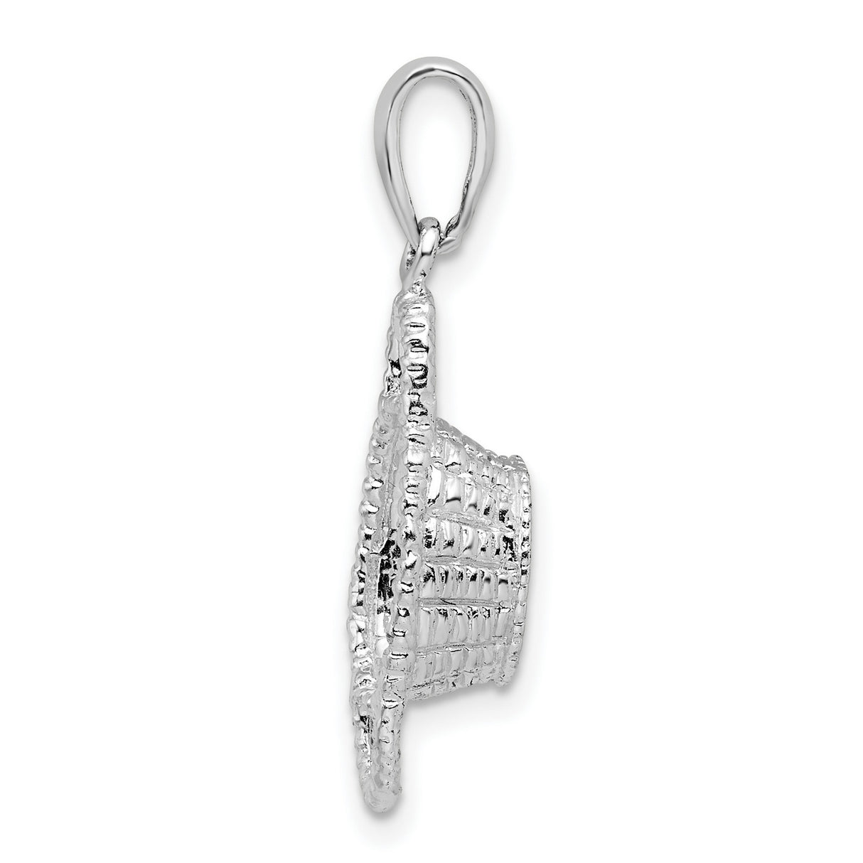 Sterling Silver Basket Boat Pendant, Textured Christian Loaves and Fishes Charm