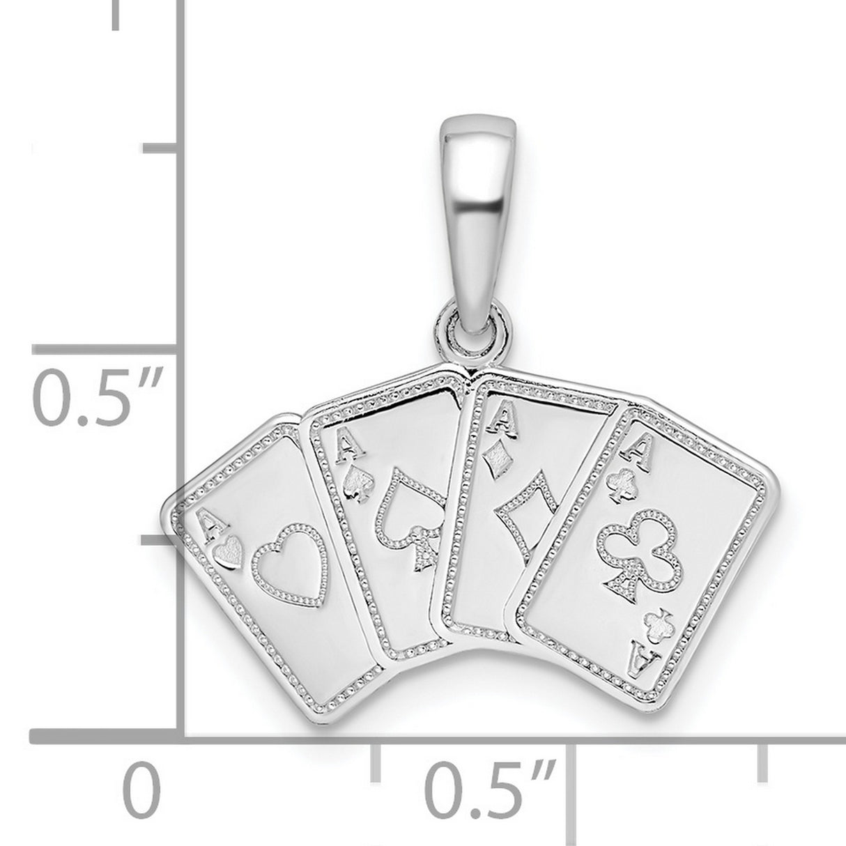 Sterling Silver Poker Pendant with Four Aces, Casino Card Charm Design for Men or Unisex Wear