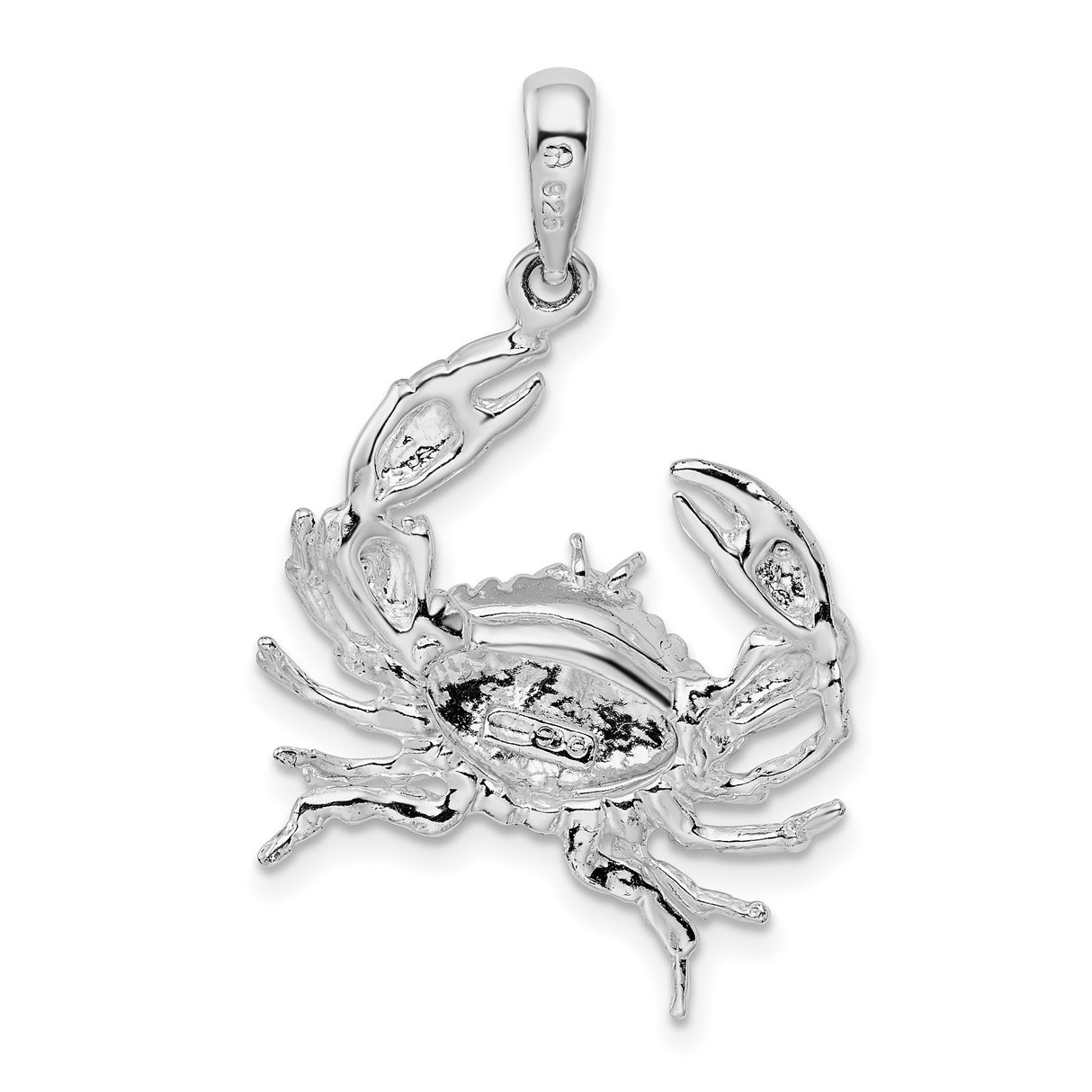 Sterling Silver Crab Pendant with Dimensional Design, Cancer Zodiac Charm