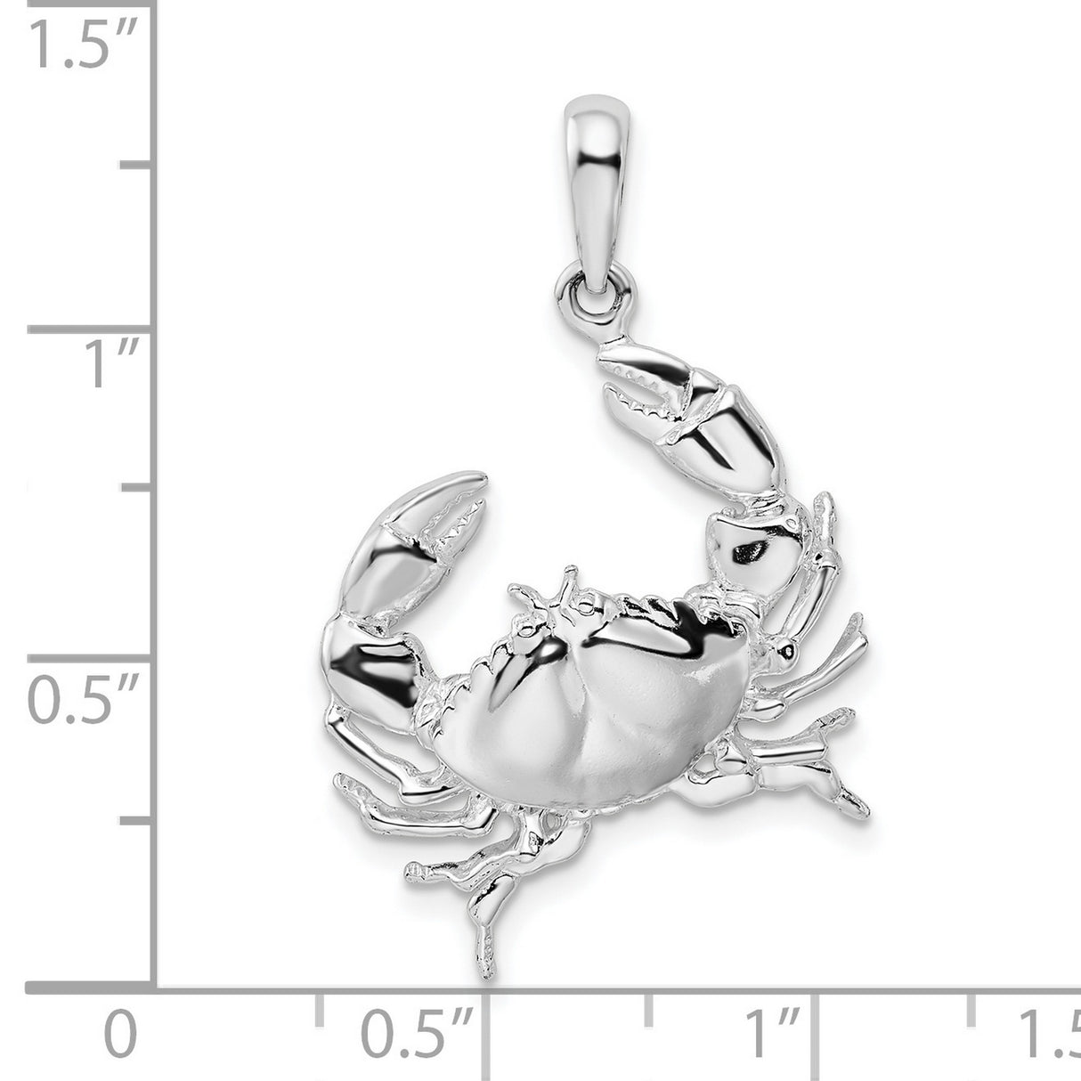 Sterling Silver Crab Pendant with Dimensional Design, Cancer Zodiac Charm