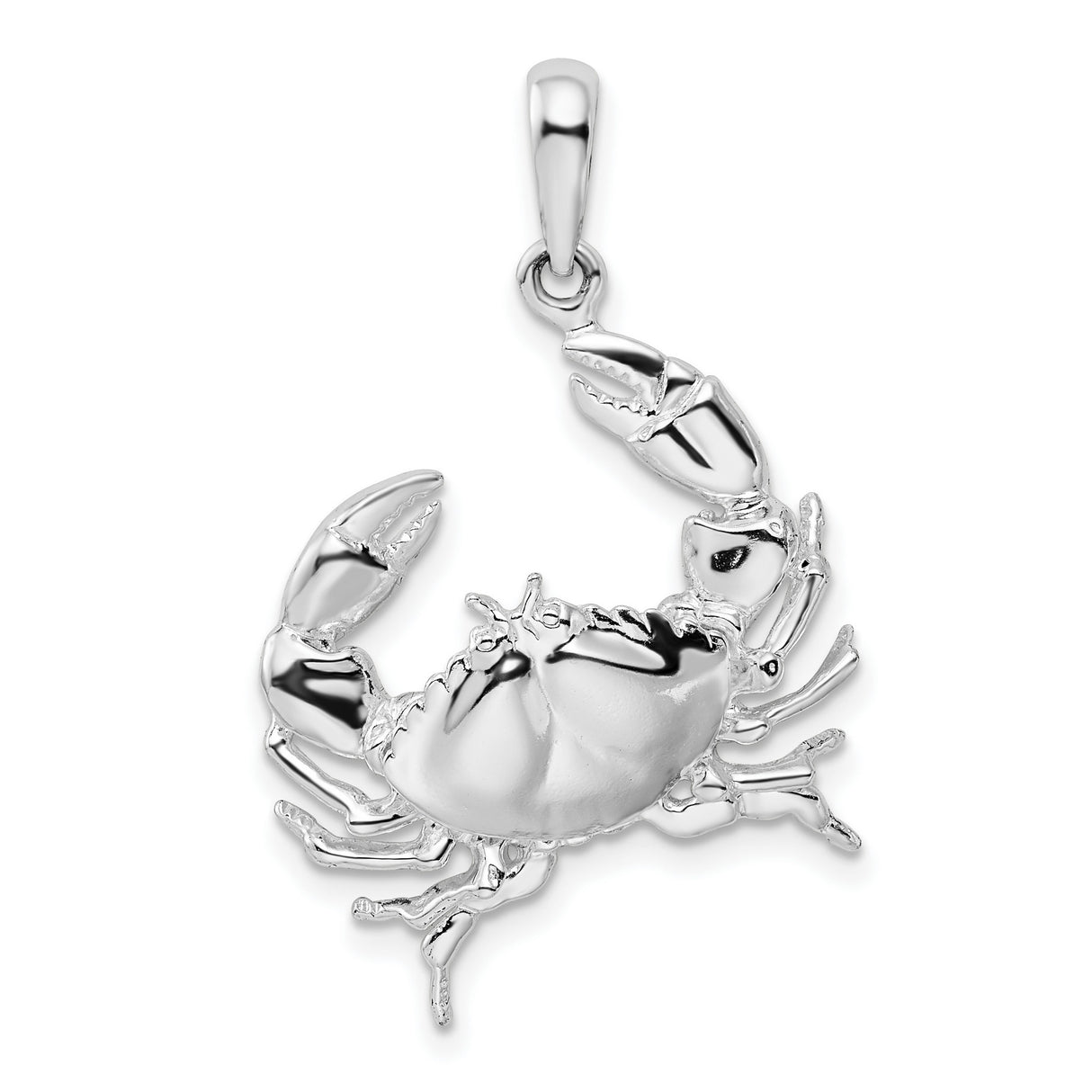 Sterling Silver Crab Pendant with Dimensional Design, Cancer Zodiac Charm