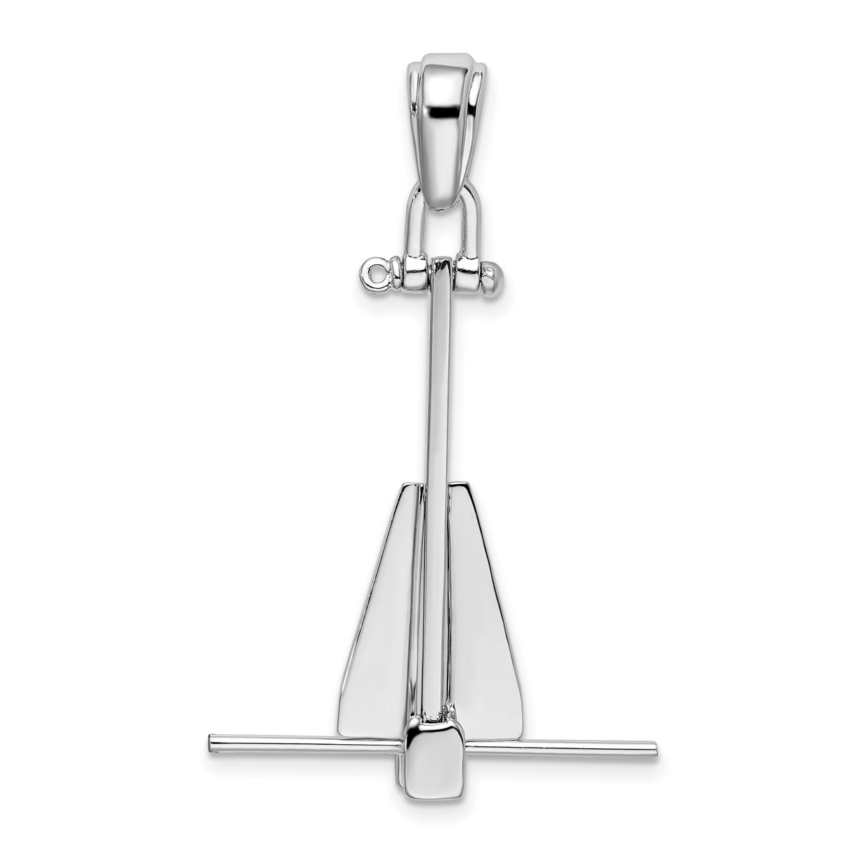 Sterling Silver Fluke Anchor Pendant with Crossbar Detail, Nautical Symbol for Men or Unisex