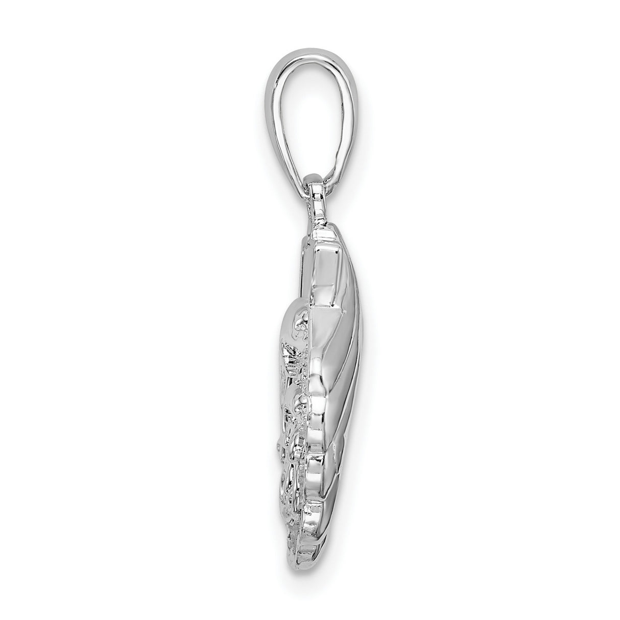 Sterling Silver Dolphin Pendant with Two Dolphins and Scallop Shell Ocean Theme