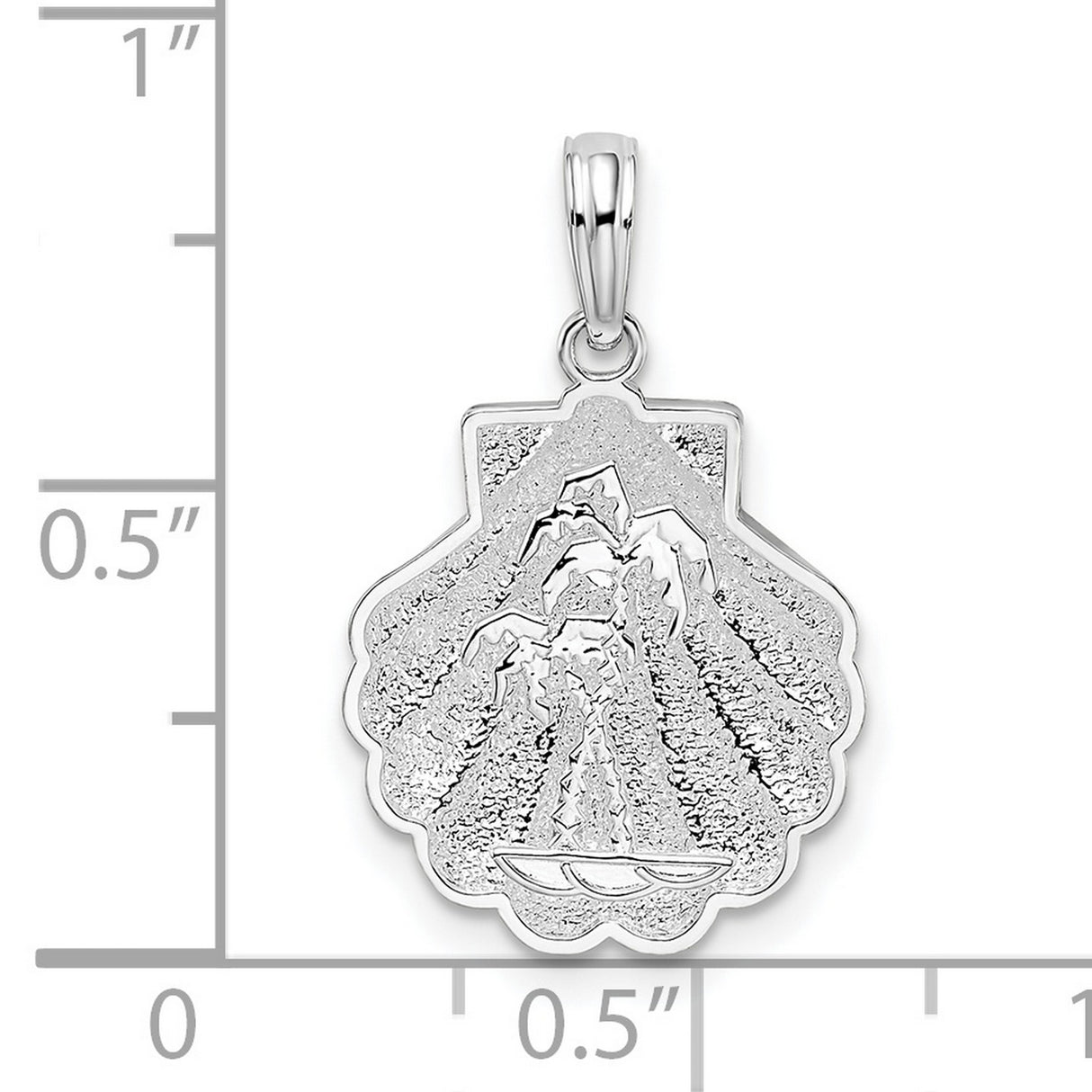 Sterling Silver Scallop Shell Pendant with Our Lady of Lourdes Engraving, Catholic Charm for Women