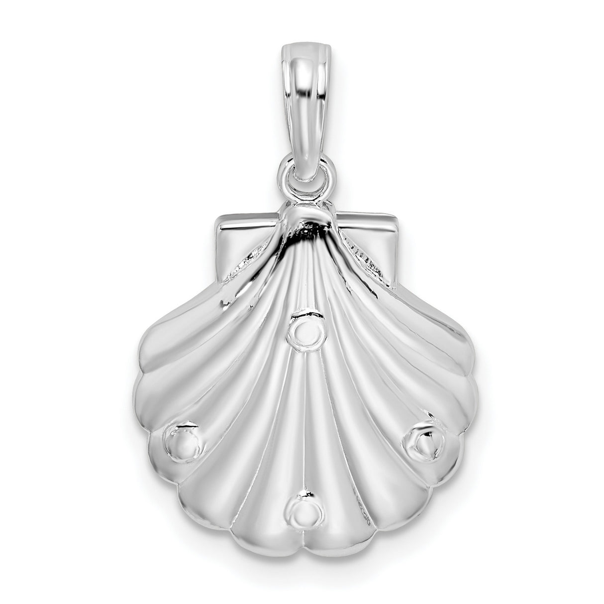 Sterling Silver Pendant with Scallop Shell and Sea Turtle Design, Nautical Ocean Theme Jewelry