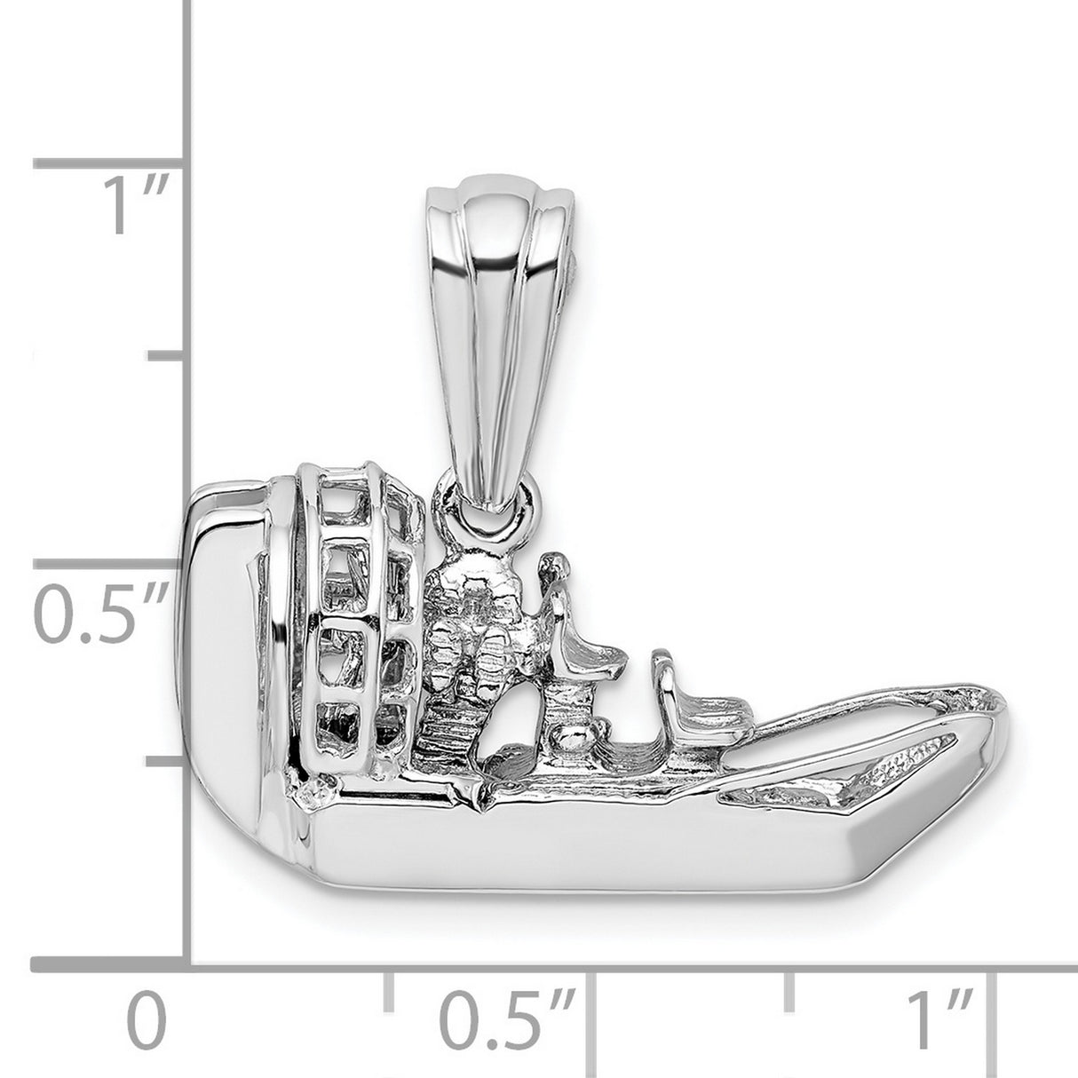 Sterling Silver 3D Airboat Pendant with Detailed Fan and Seats, Outdoor Adventure Jewelry
