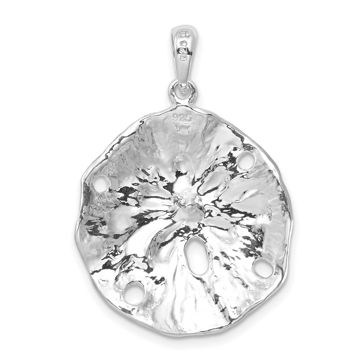Sterling Silver Sand Dollar Pendant, Textured Nautical Design for Women
