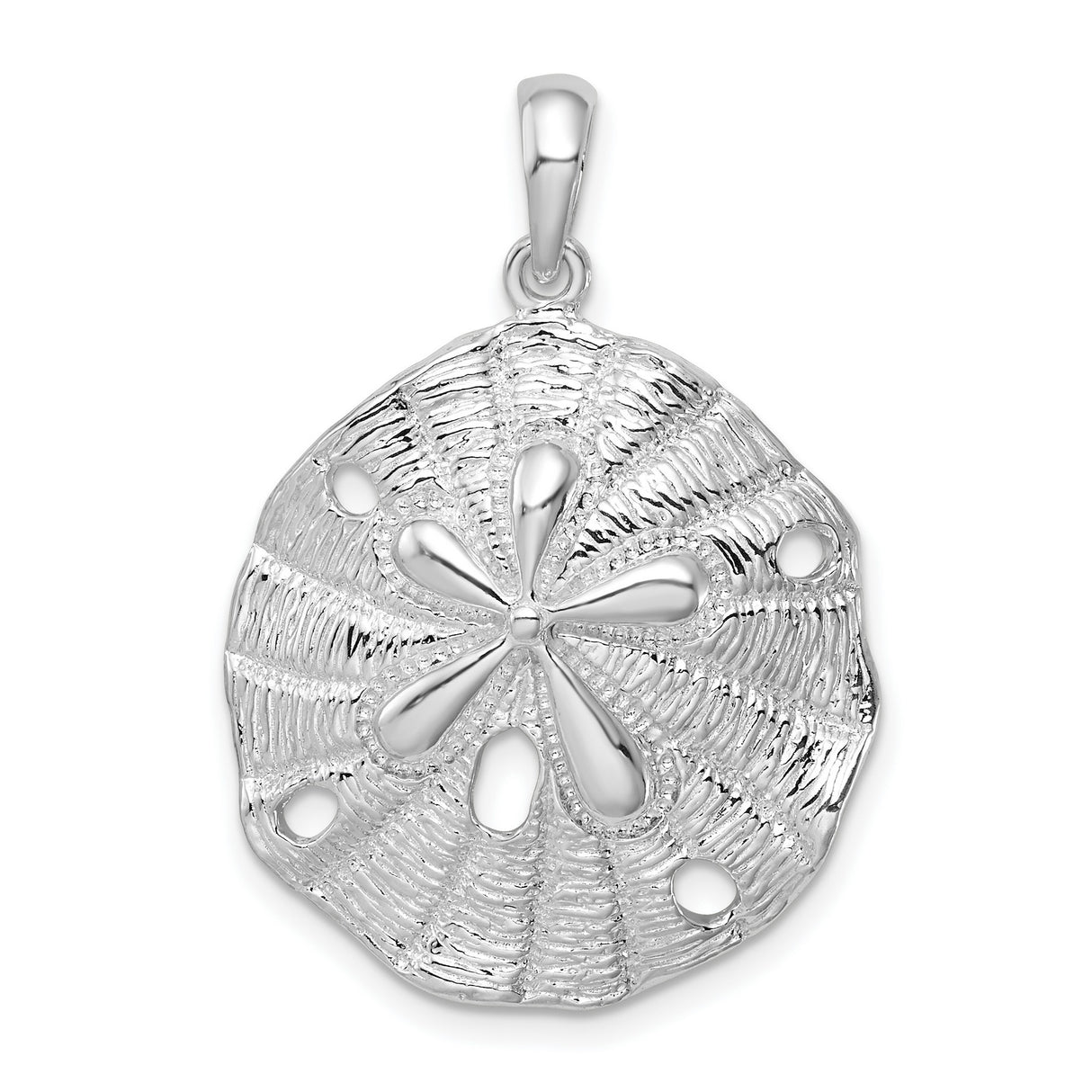 Sterling Silver Sand Dollar Pendant, Textured Nautical Design for Women