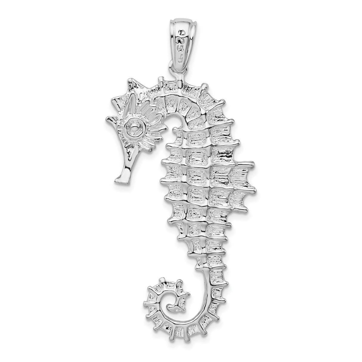 Sterling Silver Seahorse Pendant, Detailed Ocean Design, Nautical Marine Animal Charm