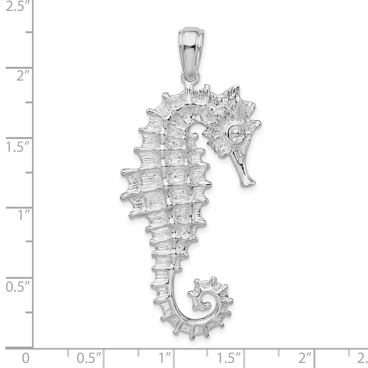 Sterling Silver Seahorse Pendant, Detailed Ocean Design, Nautical Marine Animal Charm