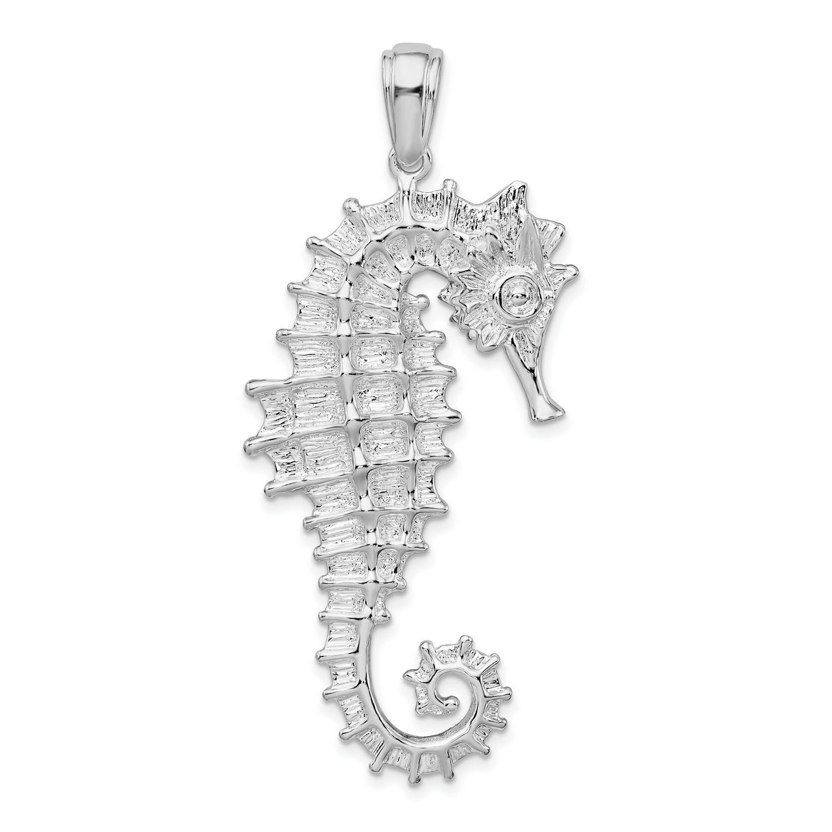 Sterling Silver Seahorse Pendant, Detailed Ocean Design, Nautical Marine Animal Charm