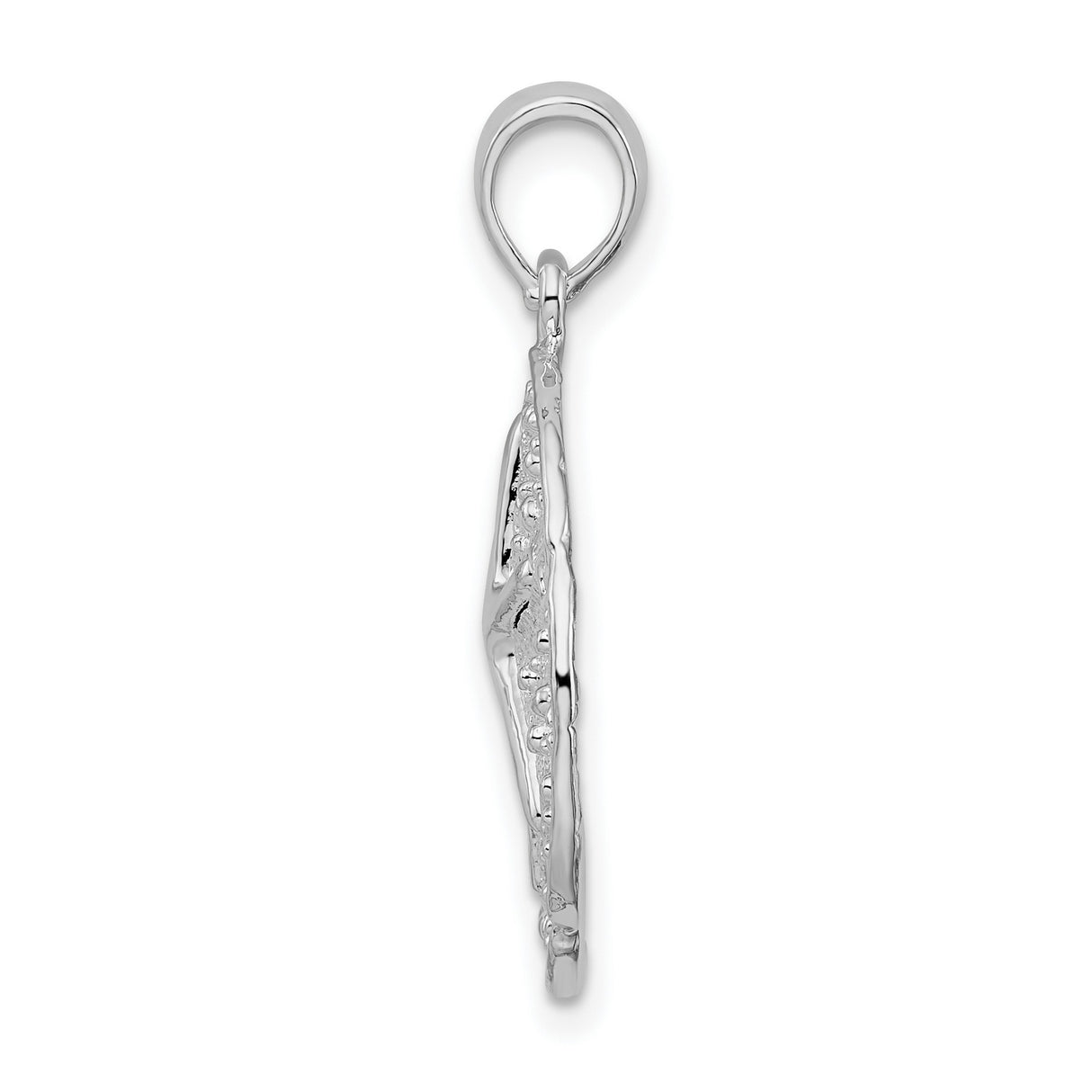 Sterling Silver Sand Dollar Pendant with Textured Finish and Star Pattern Design