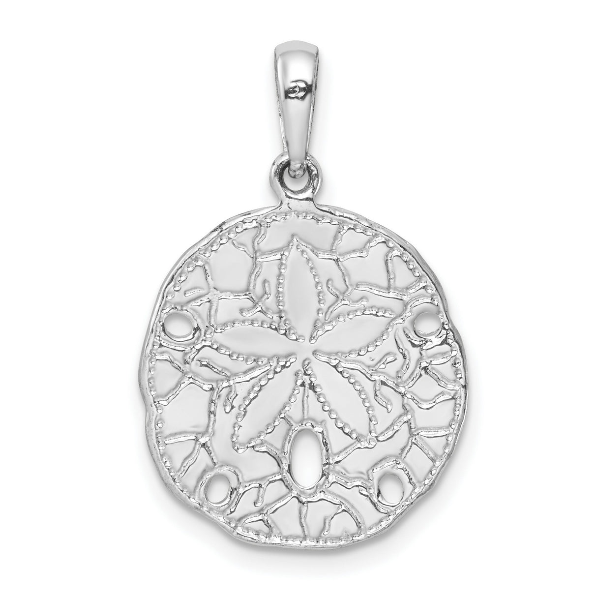 Polished Textured Sand Dollar Charm Pendant in Real 925 Sterling Silver
