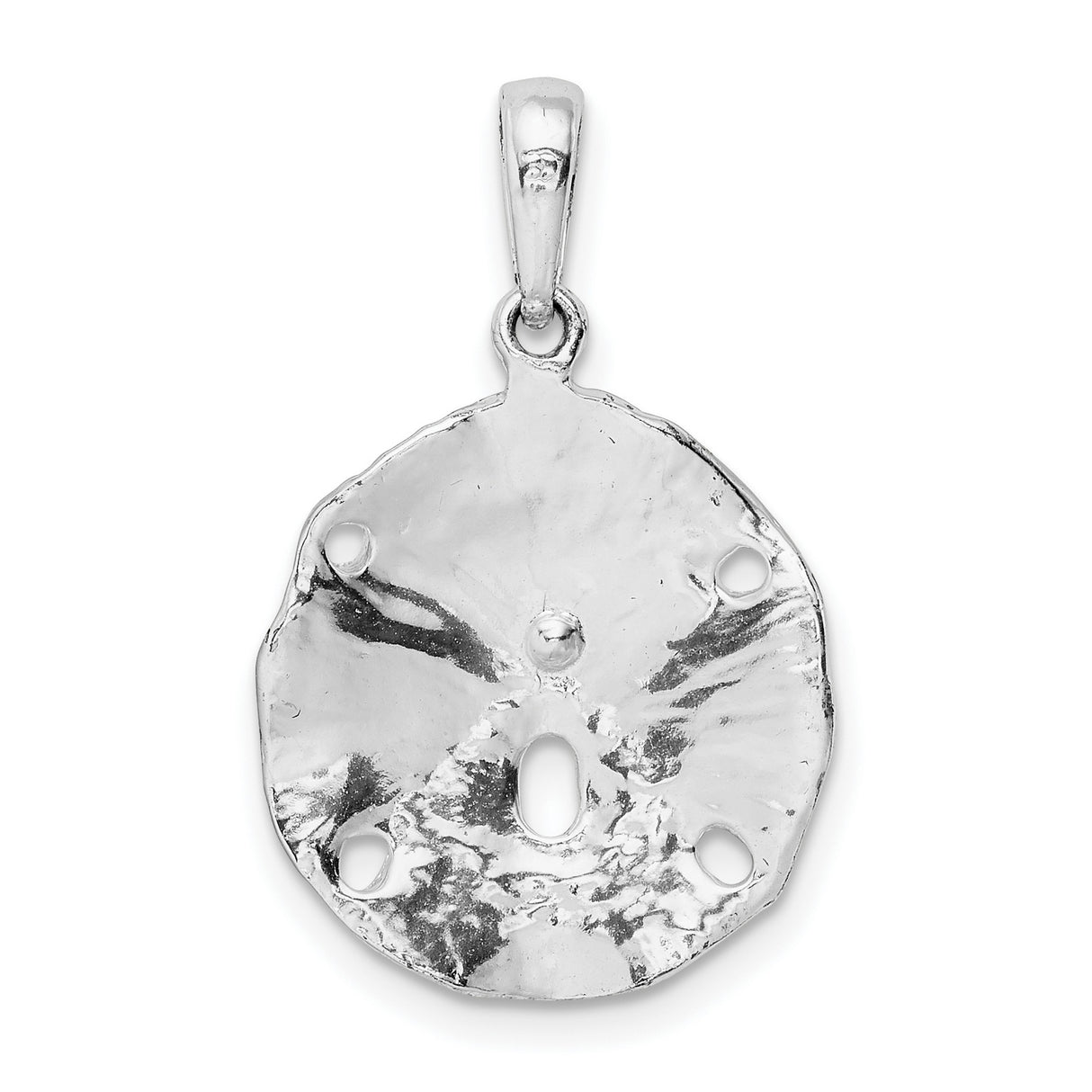 Sterling Silver Sand Dollar Pendant with Textured Beveled Design, Ocean-Inspired Coastal Charm